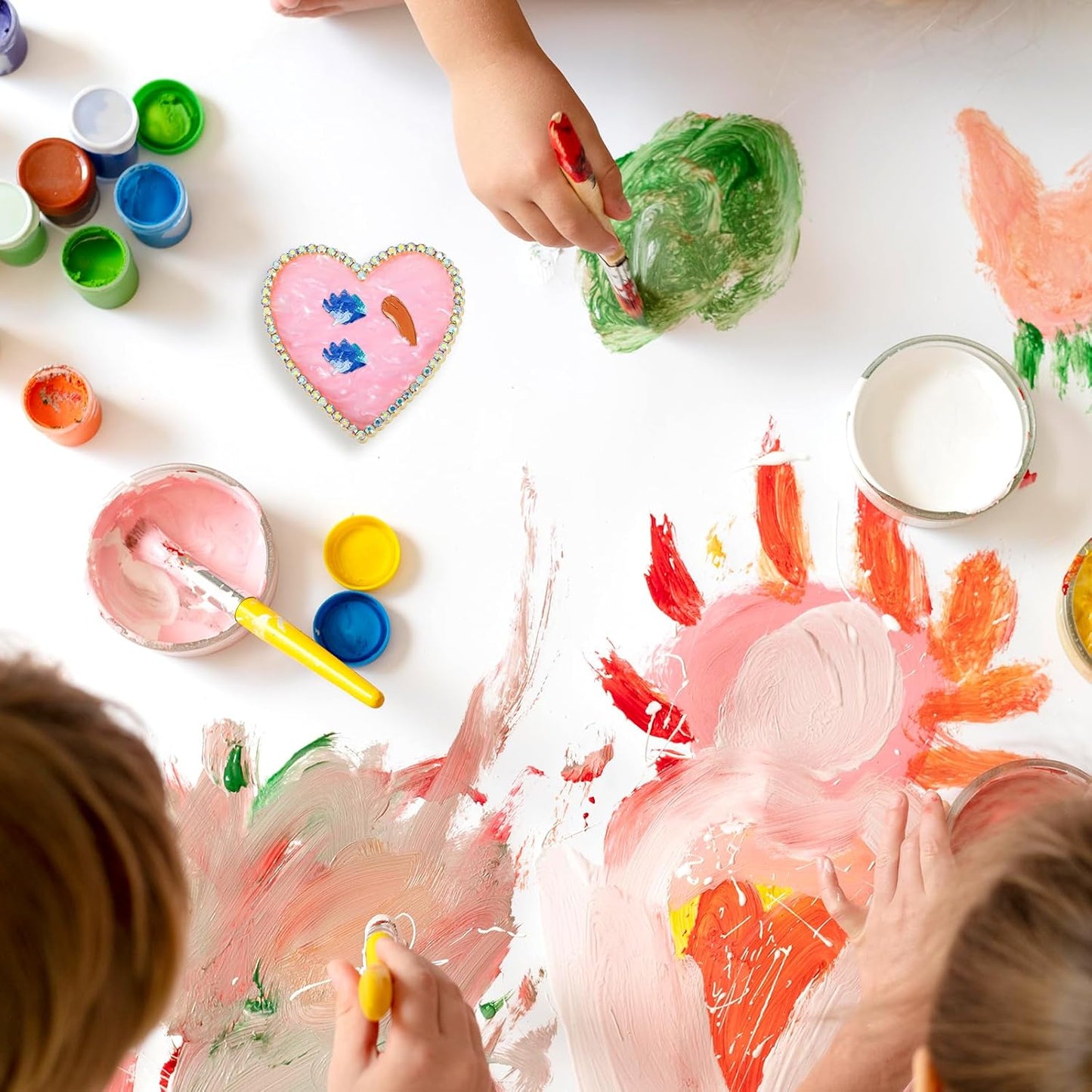 Sibba Resin Nail Art Palette, Golden Edge Nail Mixing Palette with Diamond, Polish Color Mixing Plate, Nail Holder Display Board, Heart Shape Cosmetic Mixing Tools for Women and Girls(Pink)