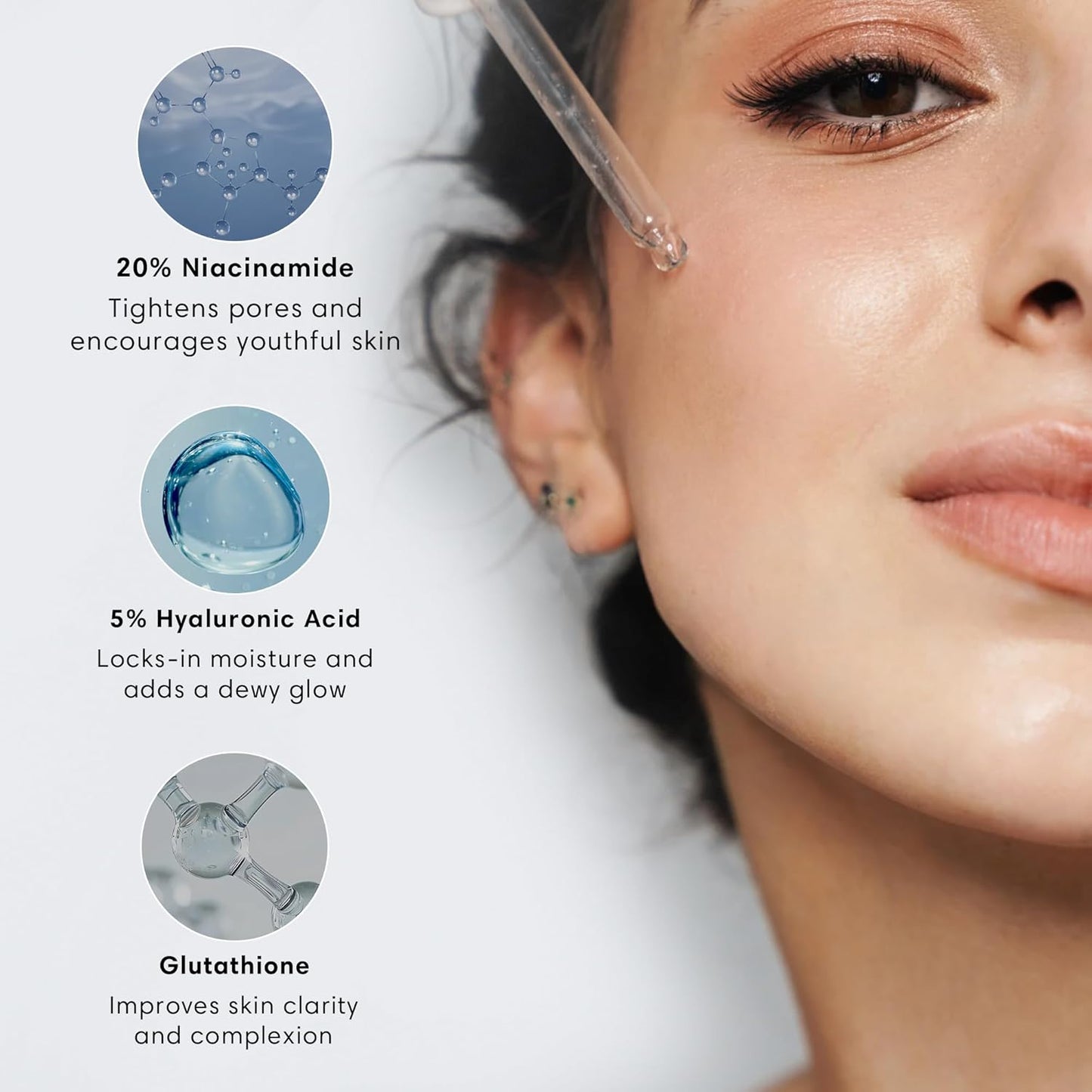 NOTHING FITS BUT Mochi Glow 20% Niacinamide Serum for Face, Pore Tightening & Brightening Skin Serum with Hyaluronic Acid & Glutathione for Dark Spots & Fine Lines, Korean Skincare (50ml/1.7fl.oz.)