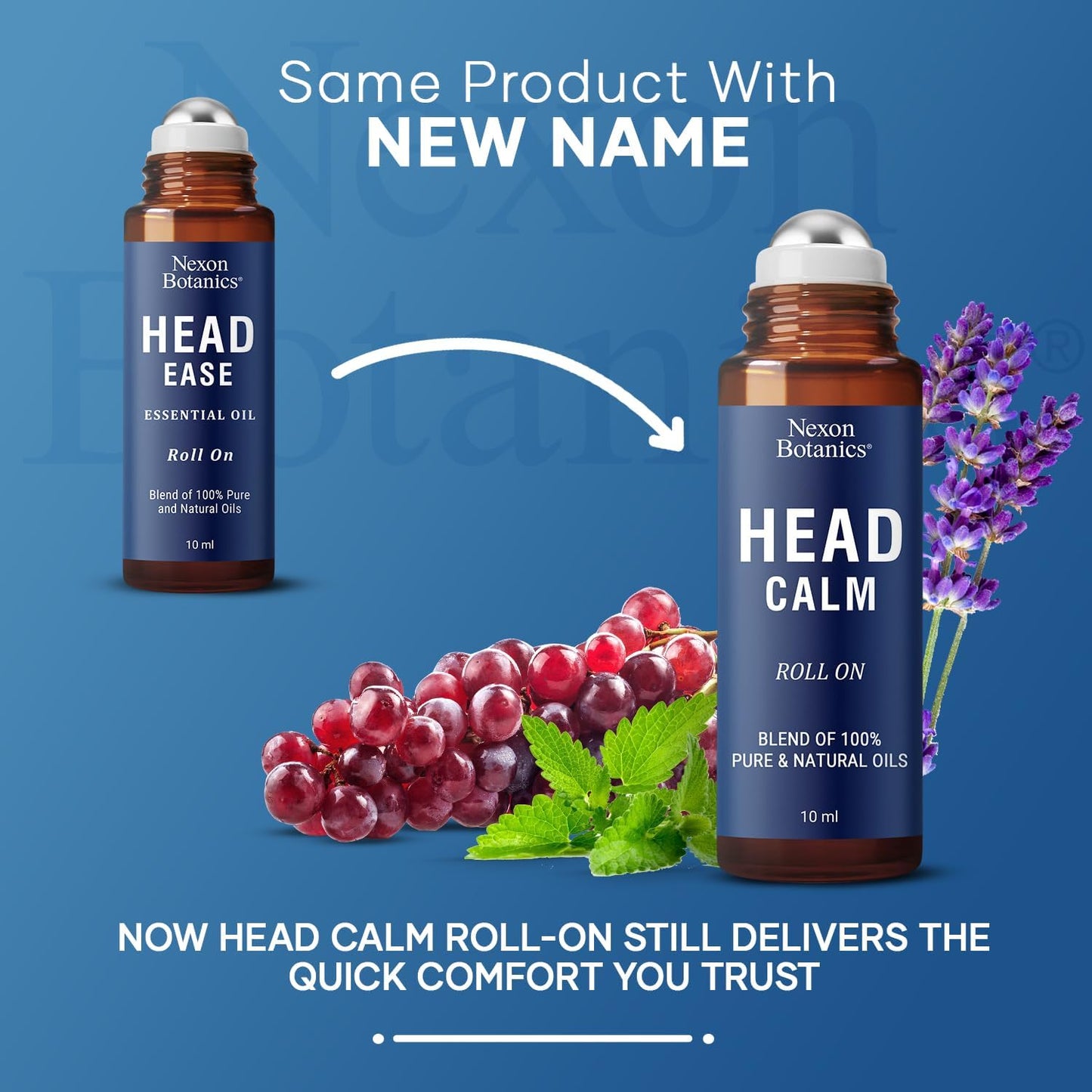Head Calm Essential Oil Roll-On 10 ml - Soothing Migraine Roller Ball for Headache Relief - Pure Natural Essential Oils - Nexon Botanics