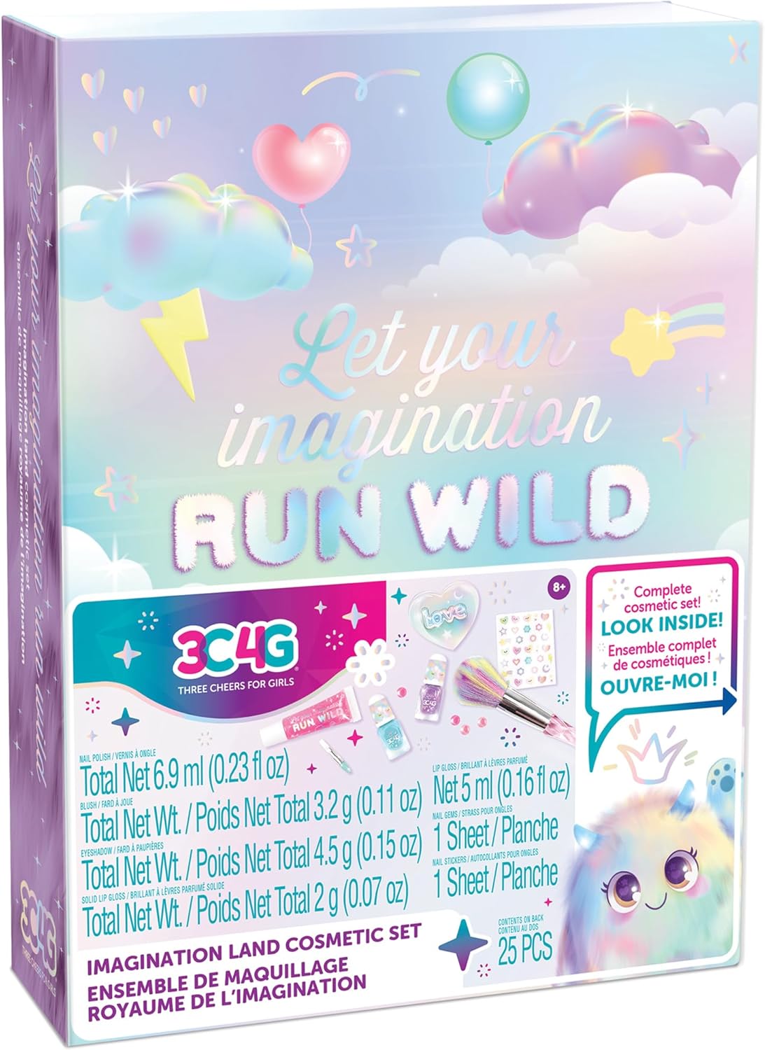 Make It Real 3C4G: Imagination Land Cosmetic Set - 25pc Complete Beauty Set, Blush, Eyeshadow, Lip Gloss, Nail Polish, Three Cheers for Girls, Kids Ages 8+