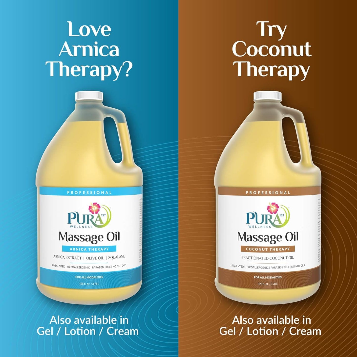 Wellness Professional 128oz Arnica Massage Oil, Arnica Oil for Bruising, Unscented, Deep Tissue Massage, for Therapy, Hypoallergenic, for Physical Therapy, Natural, Skin Moisturizing