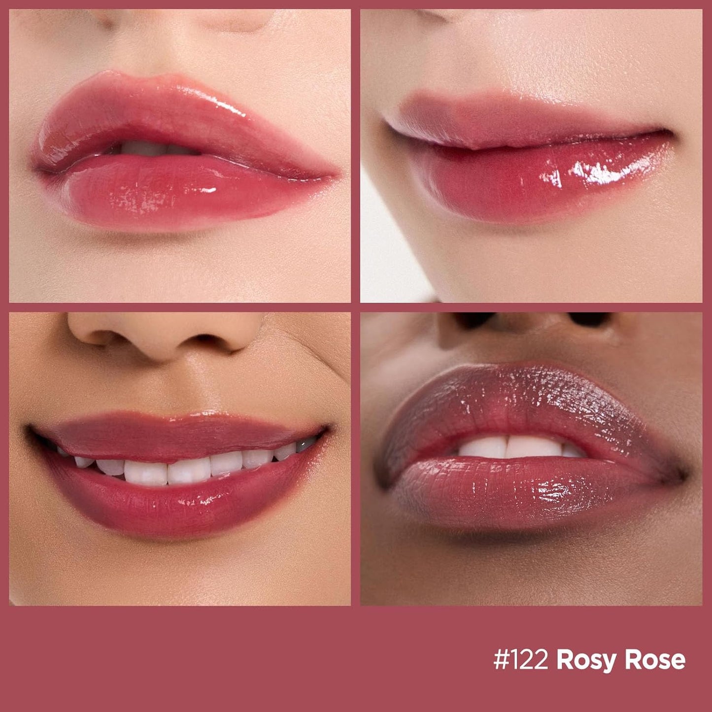 Laka Fruity Glam Tint, 4.5g/0.15 oz., Glowing Lip Stain with Wide Color Spectrum, Hydrating & Lightweight Texture, Long-Lasting Bold Stain, Non-Sticky, Vegan, K-Beauty (#122 Rosy Rose)