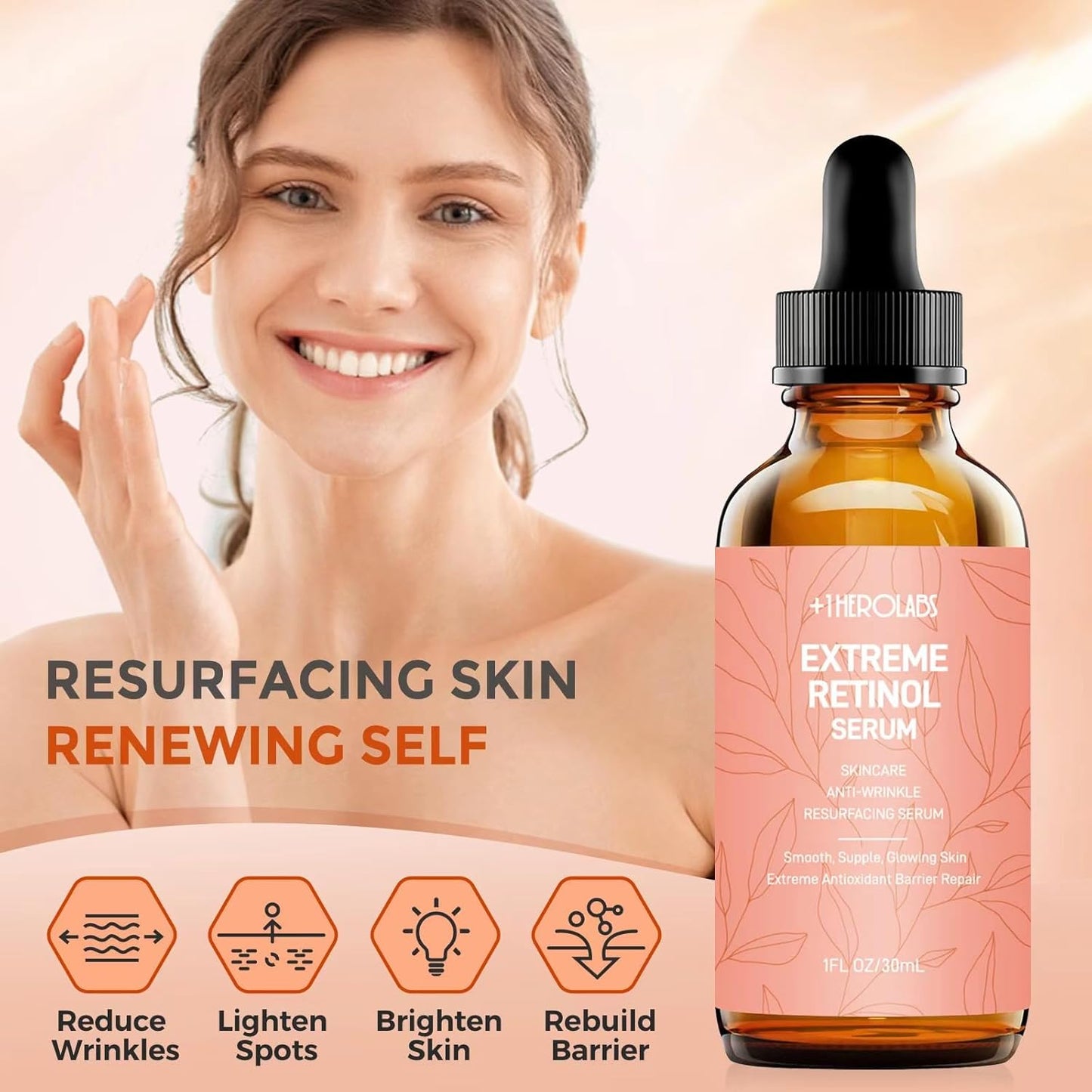 Retinol Serum for Face 2.5%, B5 Resurfacing Retinol Serum with Vitamin C, Vitamin E, Hyaluronic Acid, Niacinamide, Peptide for Anti-Aging, Wrinkle Smoothing, Dark Spot Corrector, Brighten Dullness