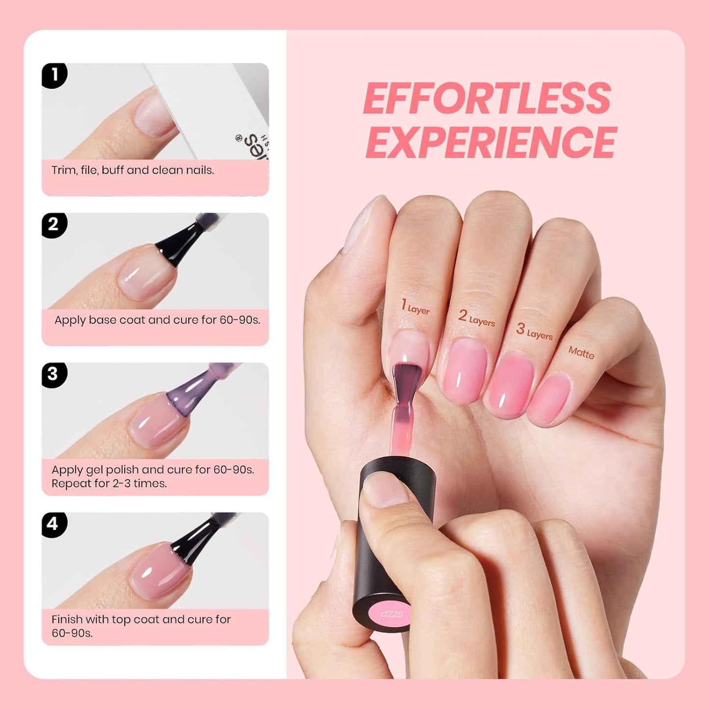 Beetles Jelly Gel Nail Polish Set - 6 Colors Nude Pink Gel Polish Kit Neutral Shimmer Translucent Sheer Gel Soak off Uv Nail Concealer Peach Juice Collection French Nail Art Manicure Gift for Women