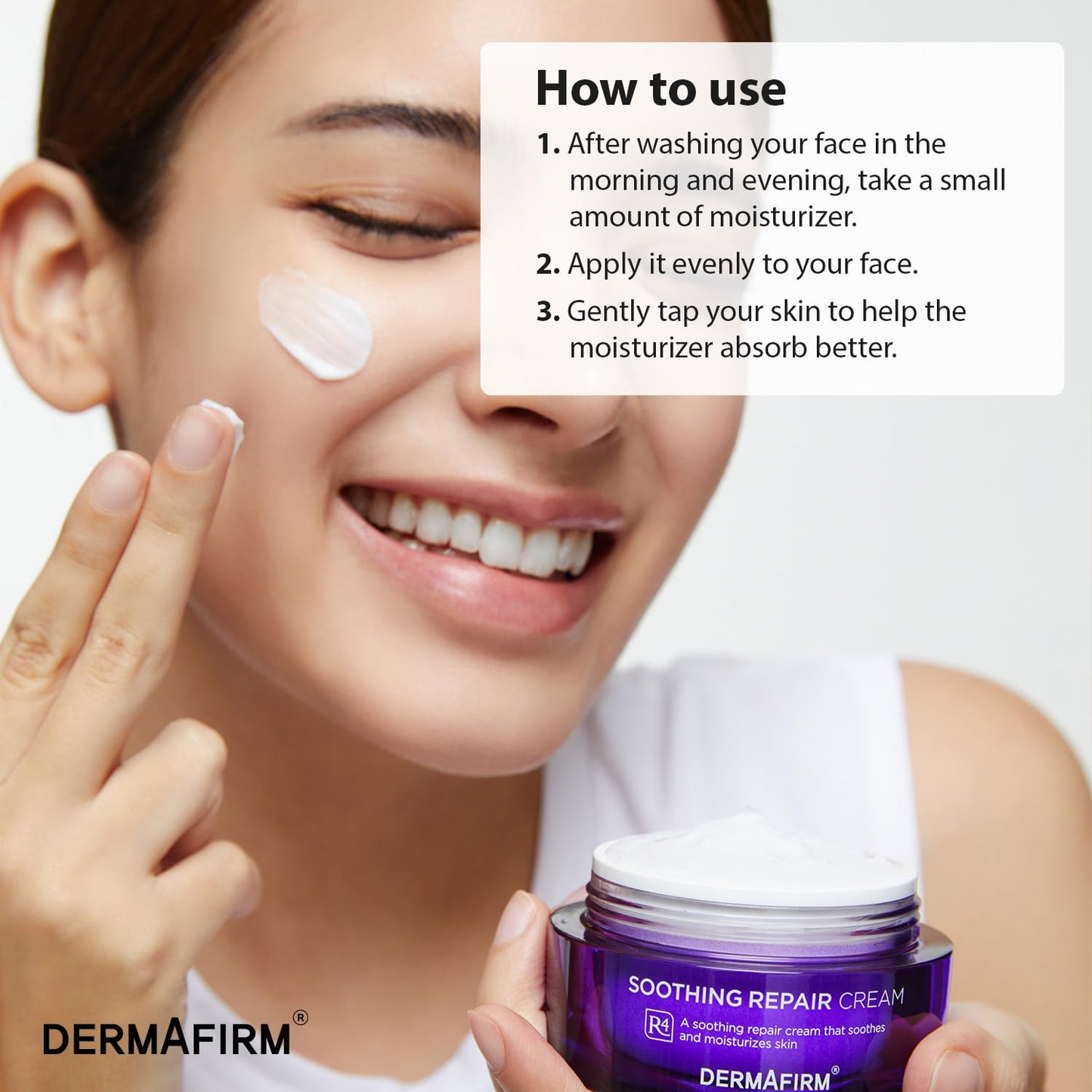 Dermafirm Soothing Repair Hydrating Face Cream R4 | Daily Face Moisturizer Facial Lotion with Eucalyptus, Peptide and Collagen | Gentle for All Skin Types No Animal Trials No Paraben 1.69 fl oz