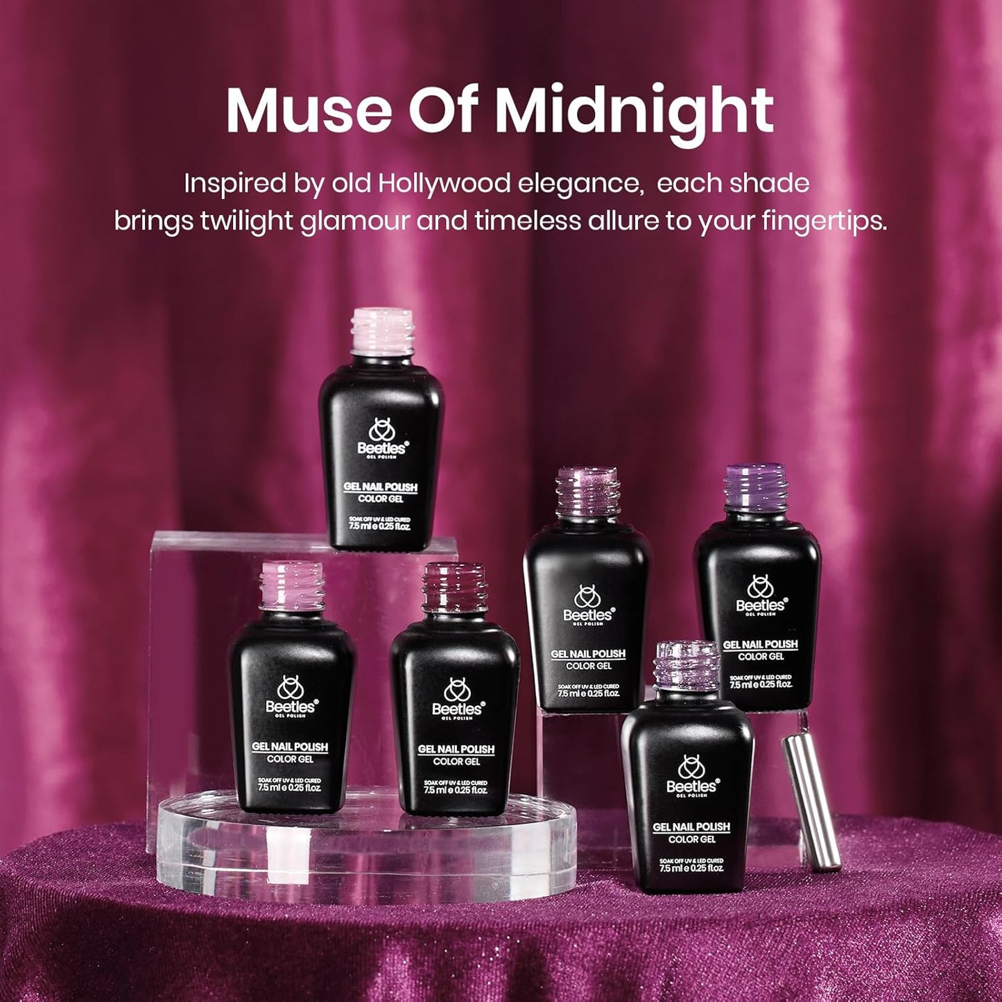 beetles Gel Polish Purple Gel Nail Polish Set - Muse Of Midnight Winter Deep Dark Light Purple Glitter Cat Eye UV Led Needed Soak Off DIY Salon Home Nail Art Gifts for Women