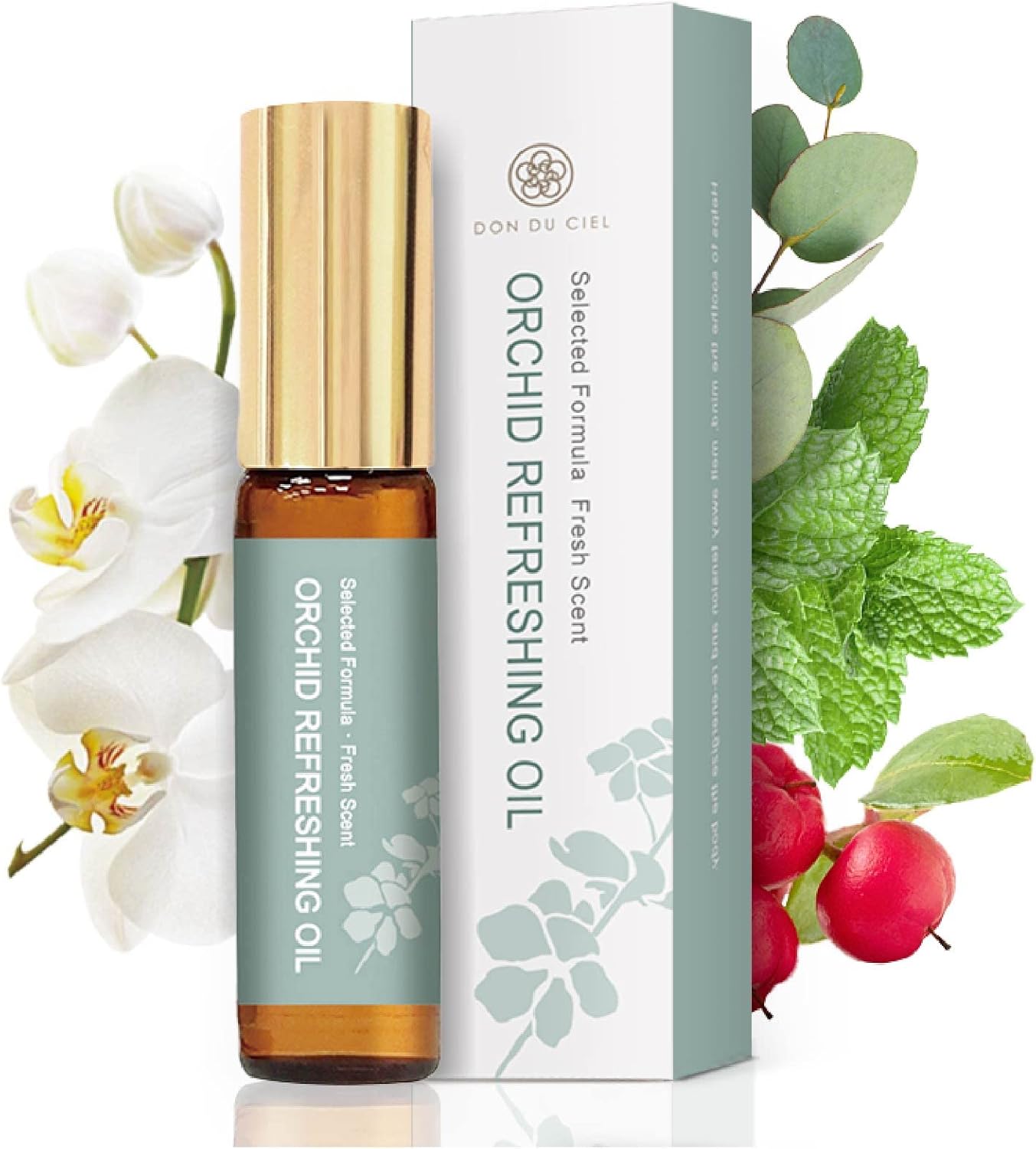 Organic and Kid-Friendly Essential Oil Blend Roll on for Stress Relief, Headache, Itch Relief and Heat Stroke, Includes Orchid, Menthol, Peppermint, Eucalyptus, Wintergreen, 5 ml.