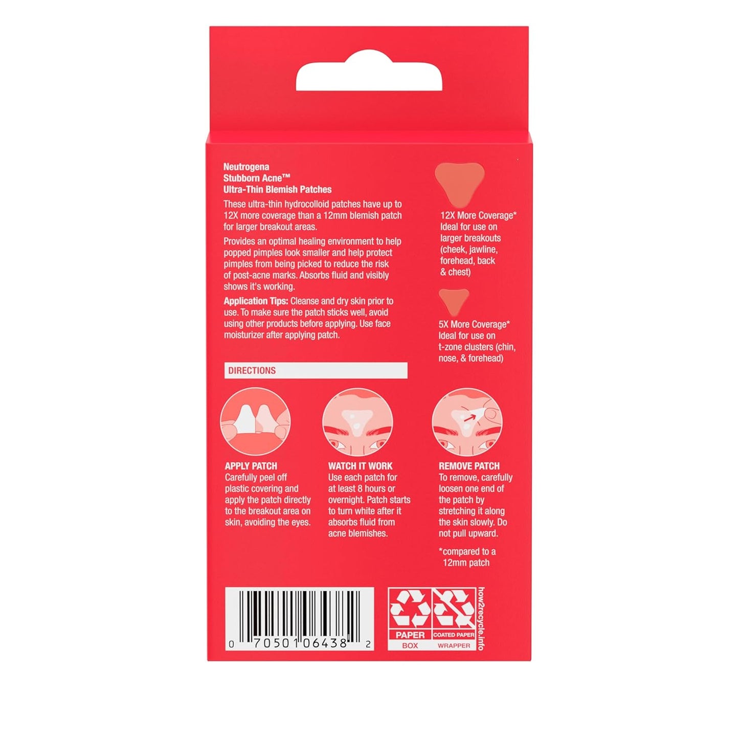 Neutrogena Stubborn Acne Ultra-Thin Blemish Patches, Acne Pimple Patches, Ultra-Thin Hydrocolloid Facial Stickers, Suitable for all Skin-Types, 10 Patches