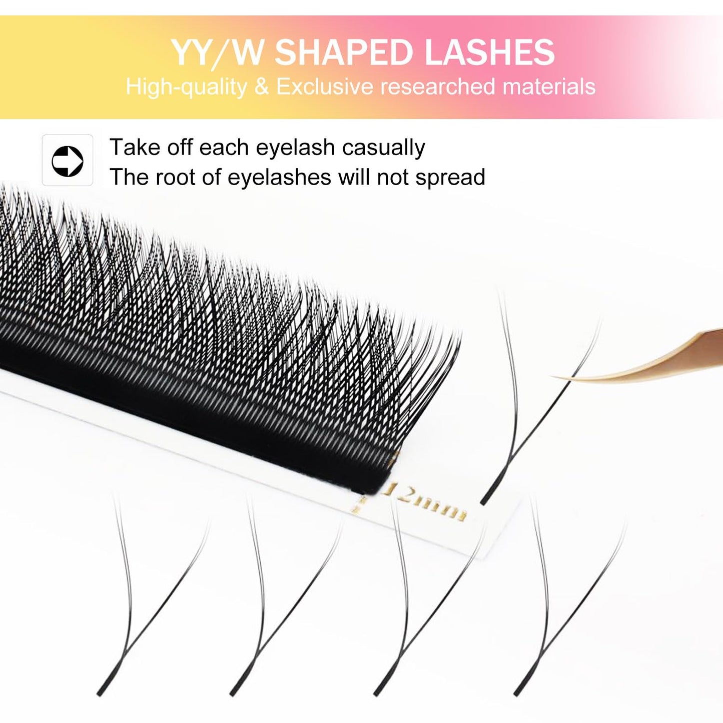 YY Lash Extensions Supplies Y Eyelash Extensions 0.07mm Thickness C Curl 15mm Premade Fans 4D Russian Volume Matte Black 12 Rows Crisscross Eye Lashes(YY-0.07-C,15mm)