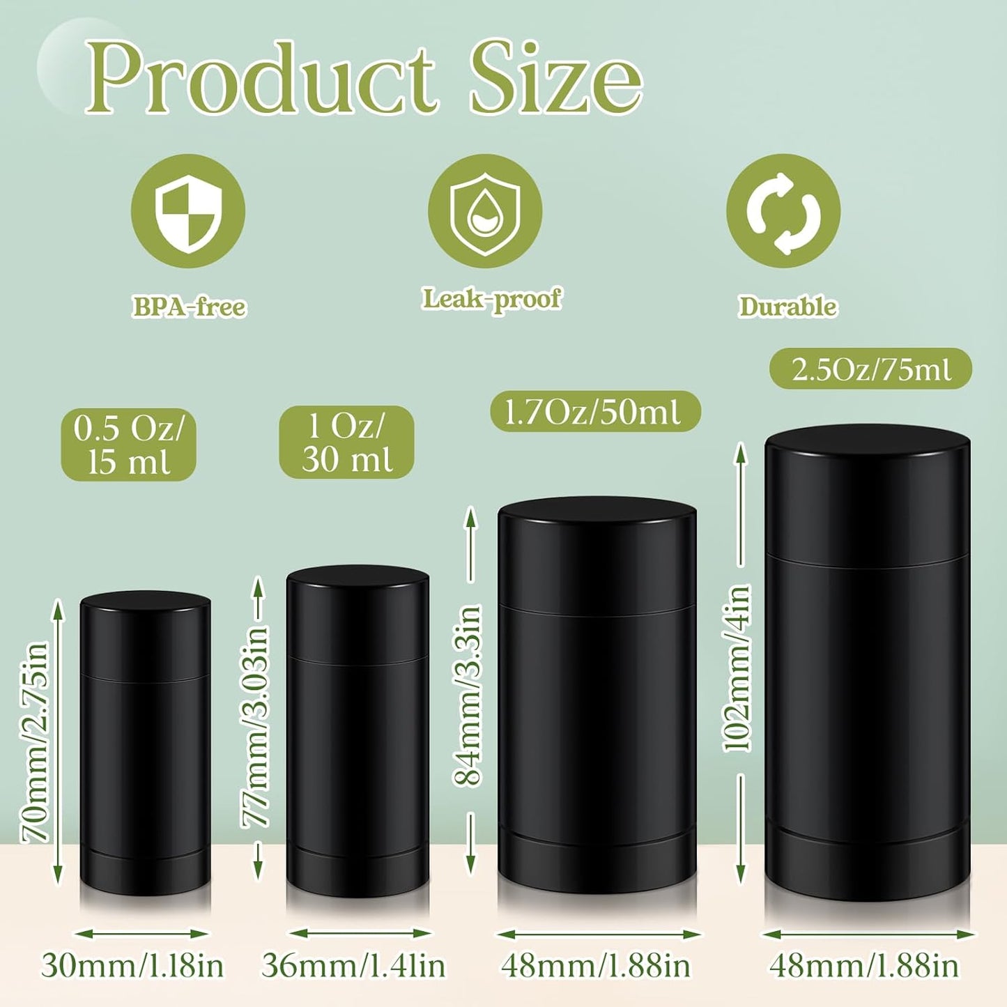 30 Pcs Empty Deodorant Containers Twist up Filling Stick Plastic Deodorant Container Refillable Bottles Bottomfill Round Lip Balm Tubes for Homemade DIY Lipstick Crayon(30 ml,Black)