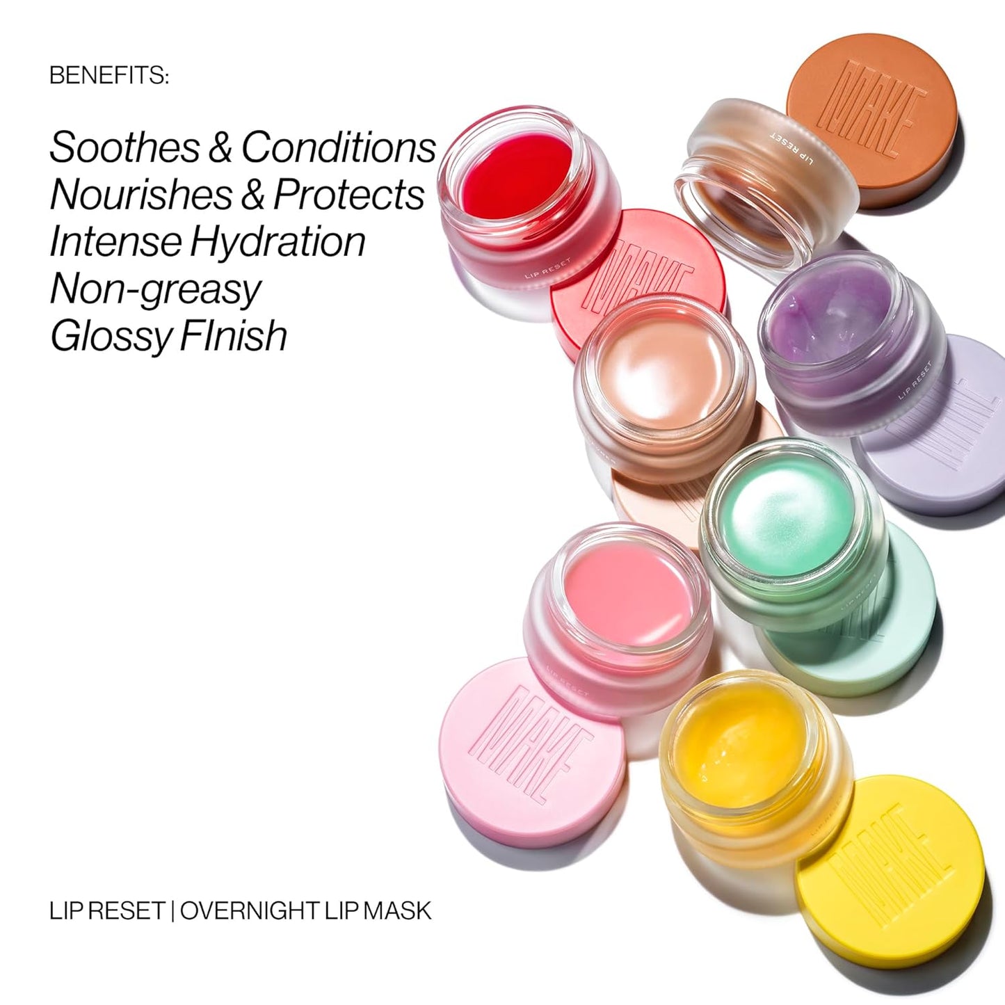 MAKE Beauty Lip Reset Overnight Lip Mask. Nourishing, Hydrating Lip Treatment for Dry, Flaky Lips. Plumps, Softens, and Smooths. Cosmic Cherry Flavor