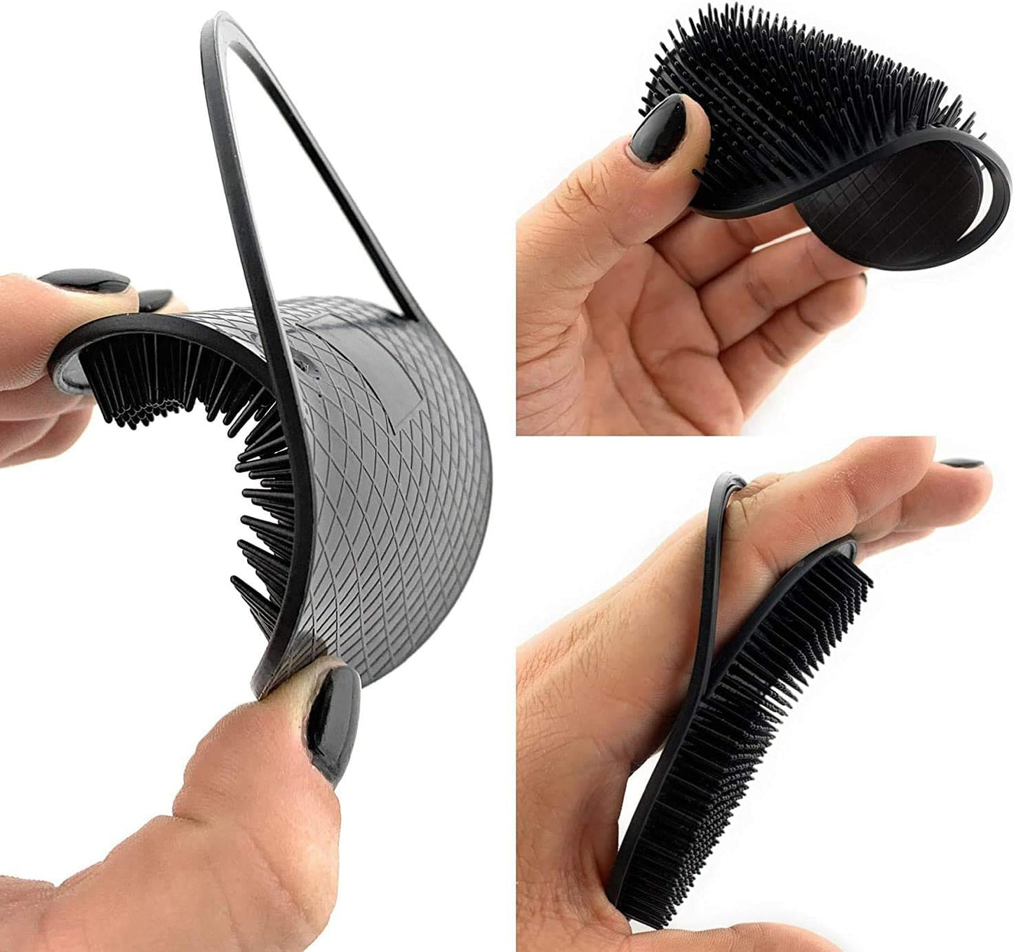 G.B.S Head Shampoo Scalp Massager Brush and Soft Palm Pocket Comb for All Hair Types, Pack of 6 (2 Black and 4 Gray)