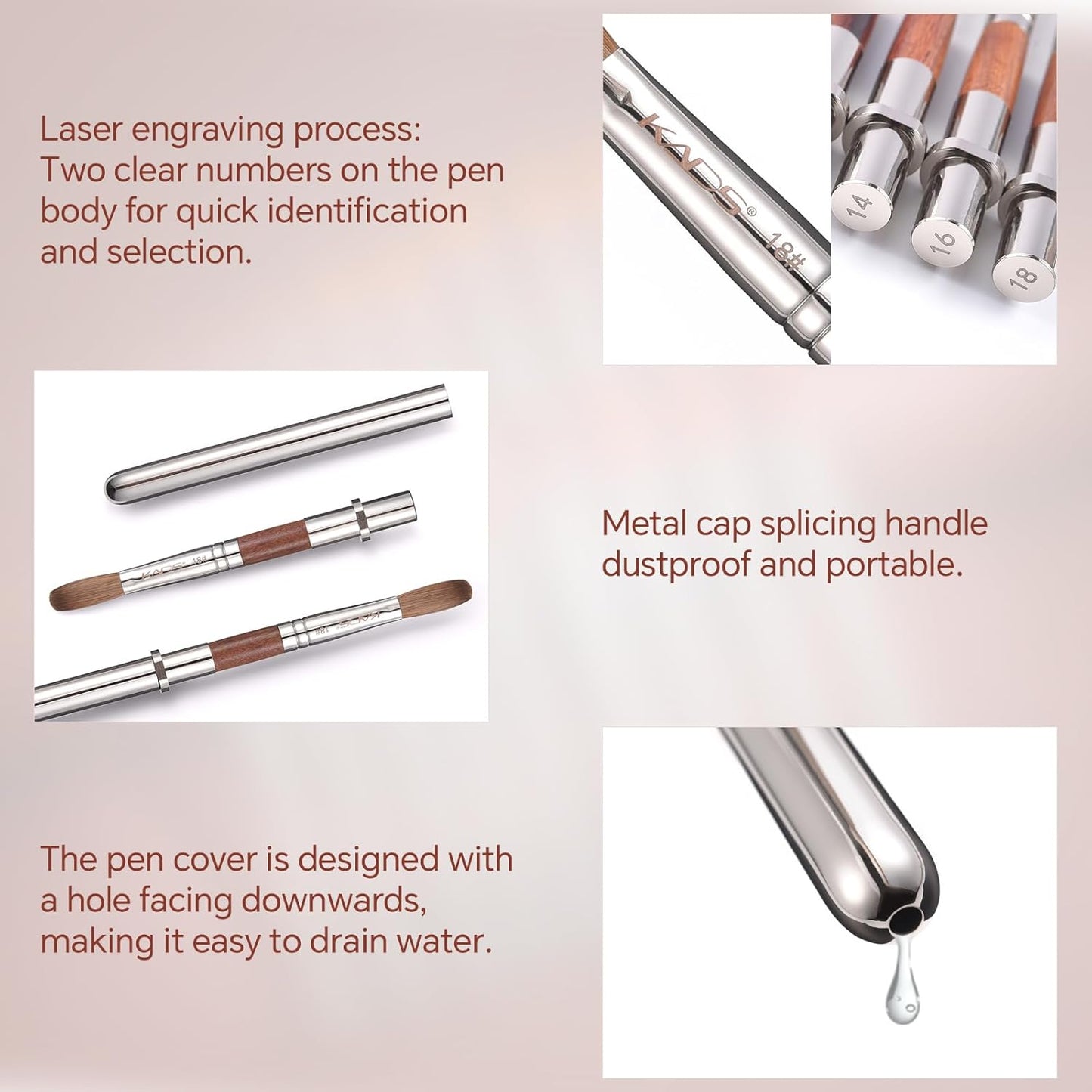 KADS Acrylic Nail Brush with Penholder Nail Brush for Acrylic Application-Oval Shaped Powder Nail Design Tools for Professional Manicure DIY Home Salon (12#)