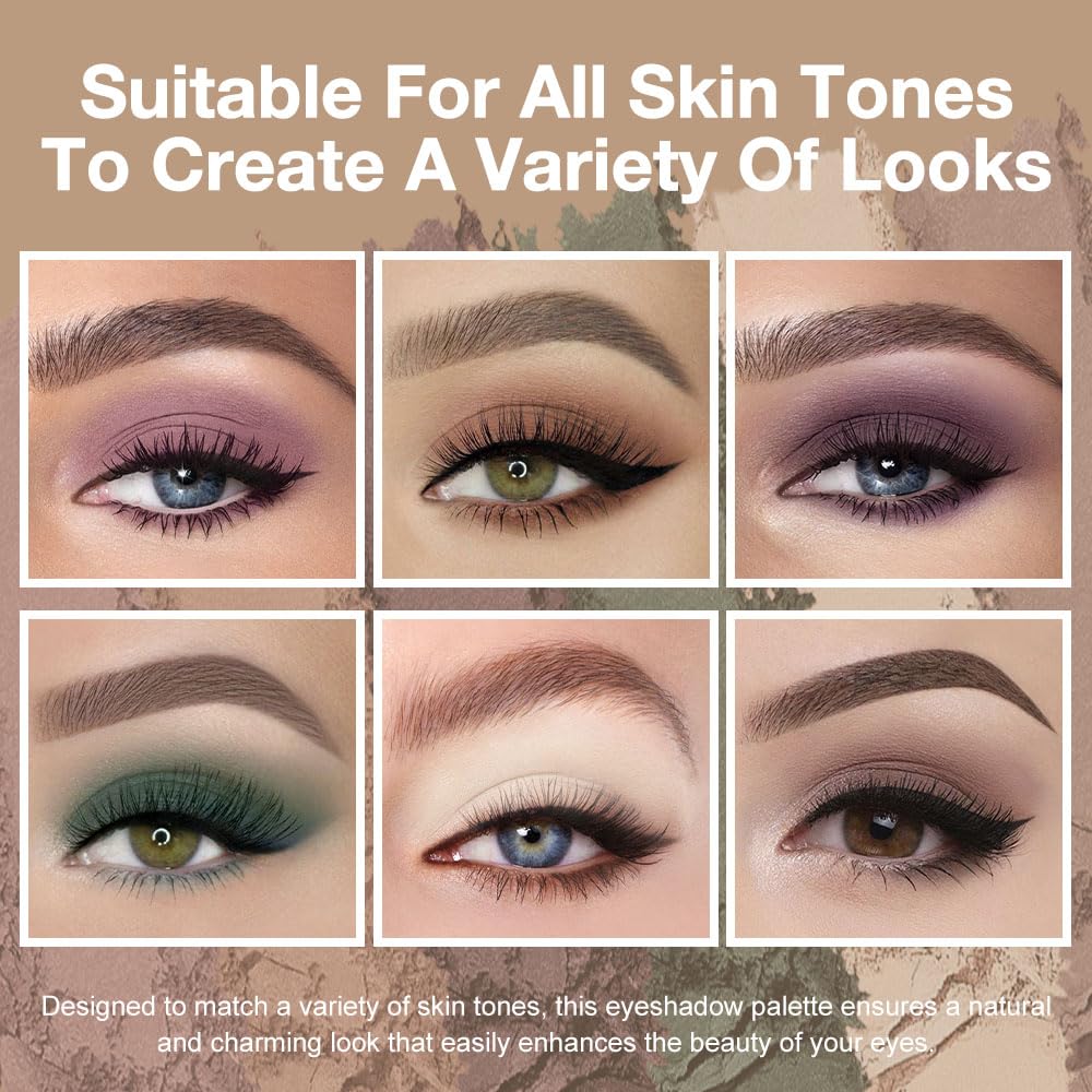 evpct 6 Colors Mauve Eyeshadow Palette, Mauve Taupe Rosy Brown Eggplant Purple Forest Green Vanilla Nude Brown Matte High Pigment Mini Travel Eye Shadow Palette Makeup for Older Women, Built in Mirror