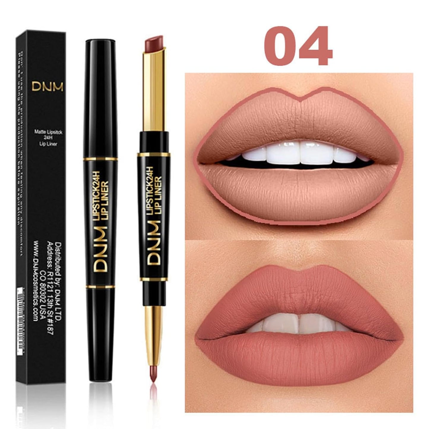 PHOERA Foundation Full Coverage,3Pcs Lip Liner and Lipstick Set Chestnut Nude Brown for Matte Finish, PHOERA Makeup Wrinkles Matte Natural Finish for a Flawless Complexion(101- Porcelain+Lip SetA)
