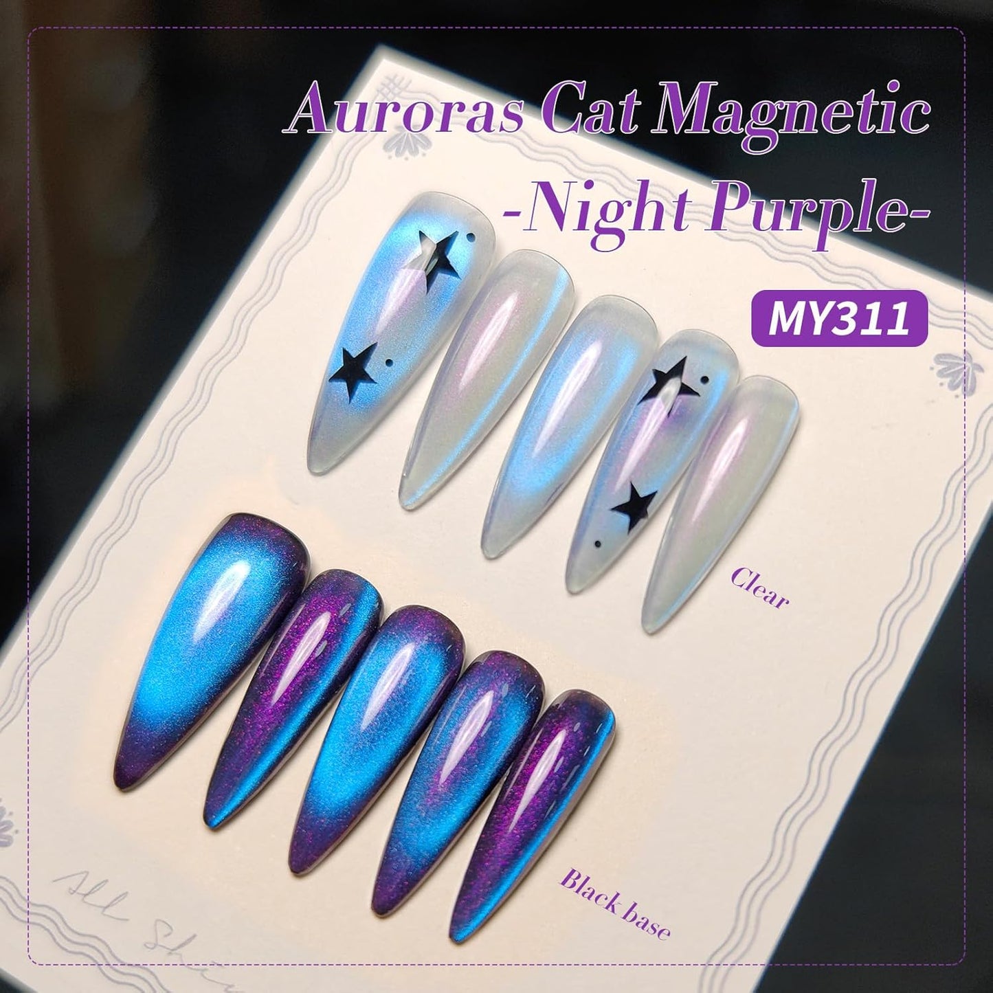 BORN PRETTY Cat Magnetic Eye Gel Nail Polish,Night Purple Magnetic Gel Polish Blueberry Cat Magnetic Eye Gel Manicure Nail Art DIY 15ml