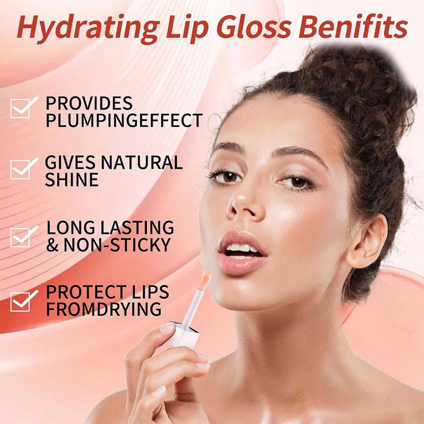 Hydrating Lip Glow Oil-Lip care oil- Lip Oil Tinted for Lip Care and Dry Lips-Prevents Dry Cracked-Non-sticky Big Brush Head-Lip Plumping -Lip Oil gloss tinted-020#MAHOGANY