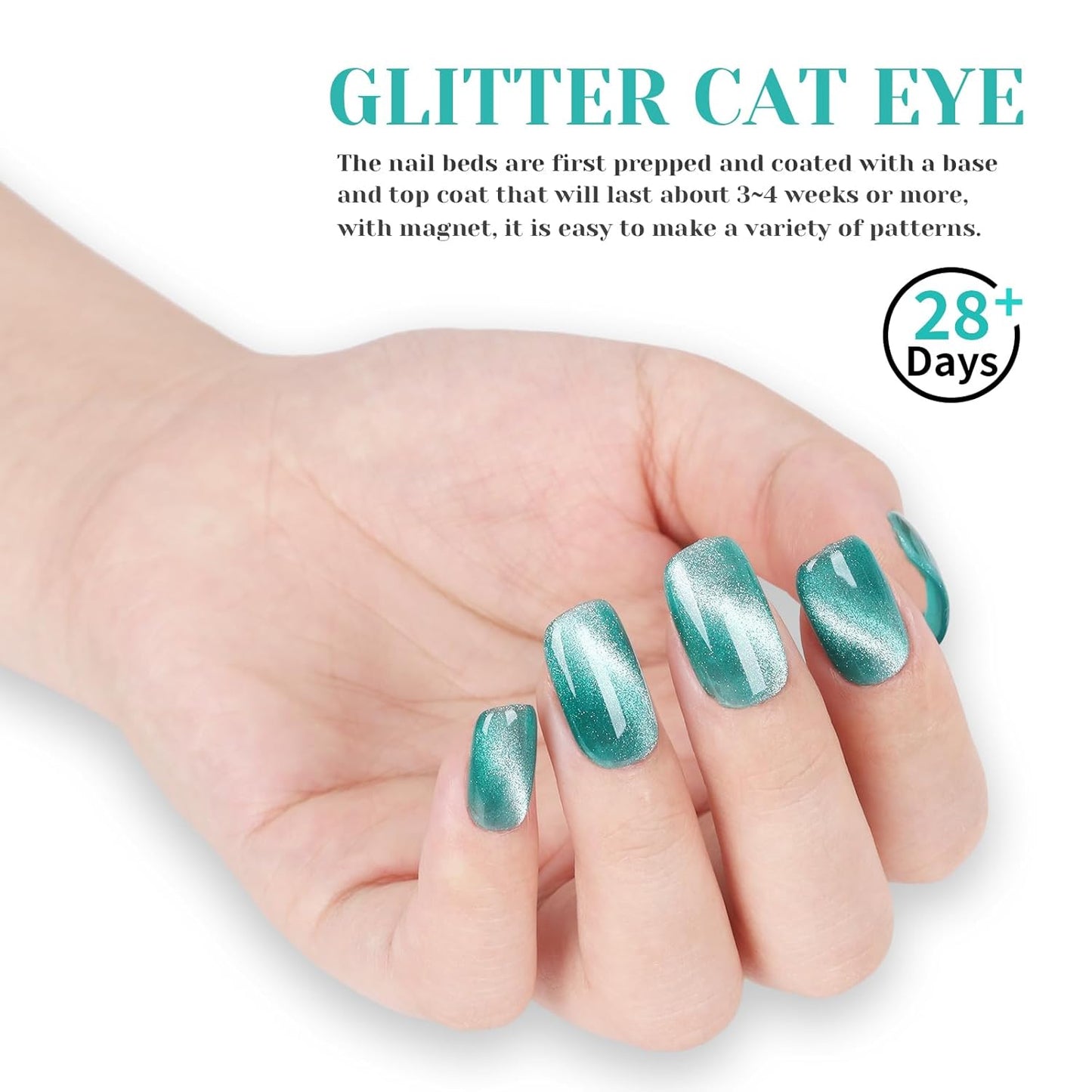 Light Blue Cat Eye Gel Nail Polish - Perfect for DIY at Home & Ideal Gift for Nail Art Lovers!