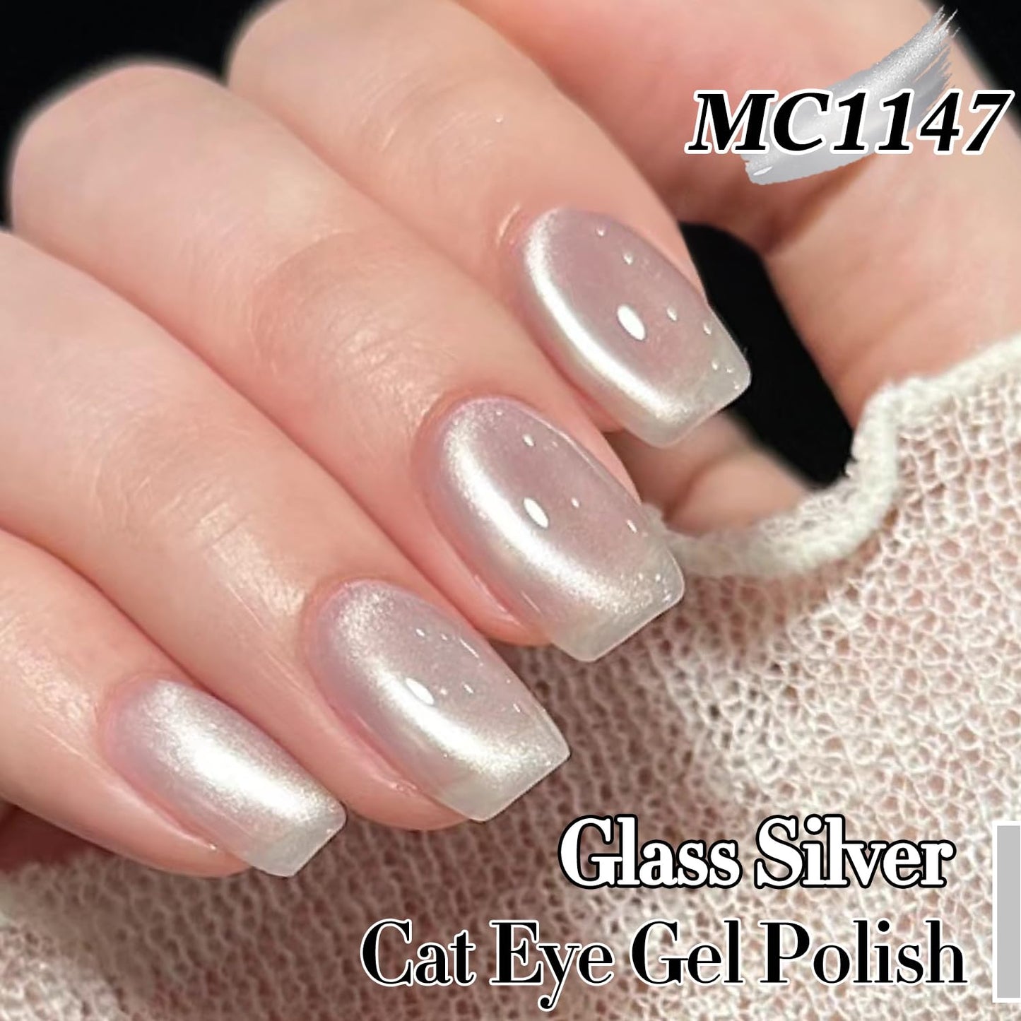 Double Rhythm 0.5 Oz Cat Eye Gel Polish with Magnet Same Color Same Bottle Holographic Glitter Shimmer Translucent Color Salon 15 ML Magnetic Nail Art (Clear Silver-MC1147)