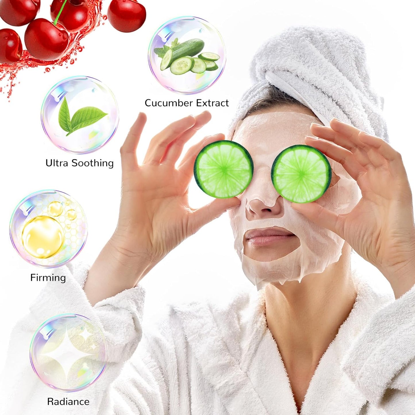24 Pcs Fruits Beauty Facial Hand Foot Mask Cooling Eye Pads Set Spa Party Night Kit Beauty Skincare Hydrating Skin Cooling Eye Masks for Puffy Eyes Spa Stocking Stuffers Night Summer Party