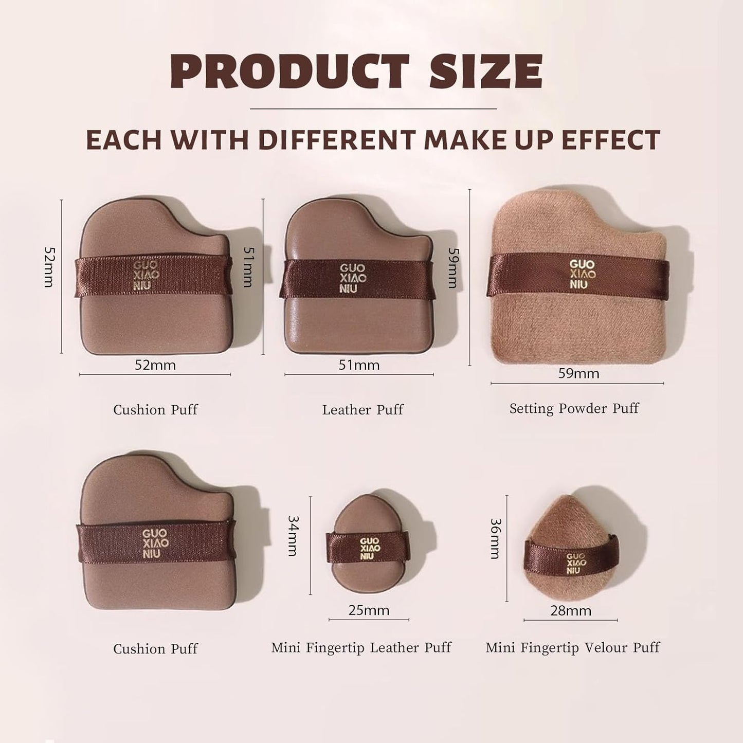 6Pcs Makeup Powder Puffs Set with Cases, Velour/Leather/Air Cushion Makeup Puff, Reusable & Washable, Ideal For Foundation, powder cream, Setting, concealer, Wet Dry Makeup tools (1Box)