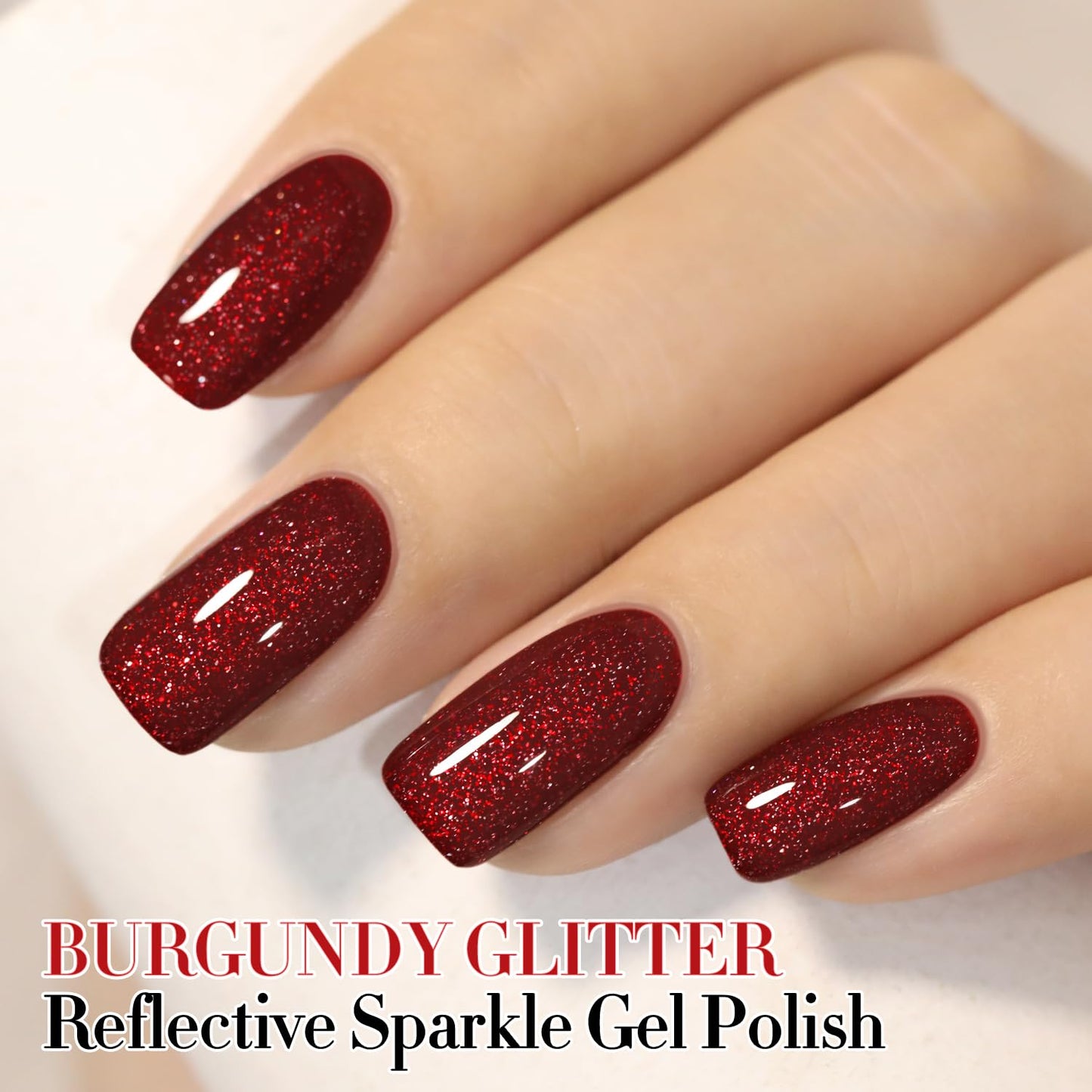 Double Rhythm 15ML Glitter Gel Polish Shimmer Reflective Holographic Color Magnetic for Nail Art Salon DIY at Home (Burgundy Glitter-B1157)