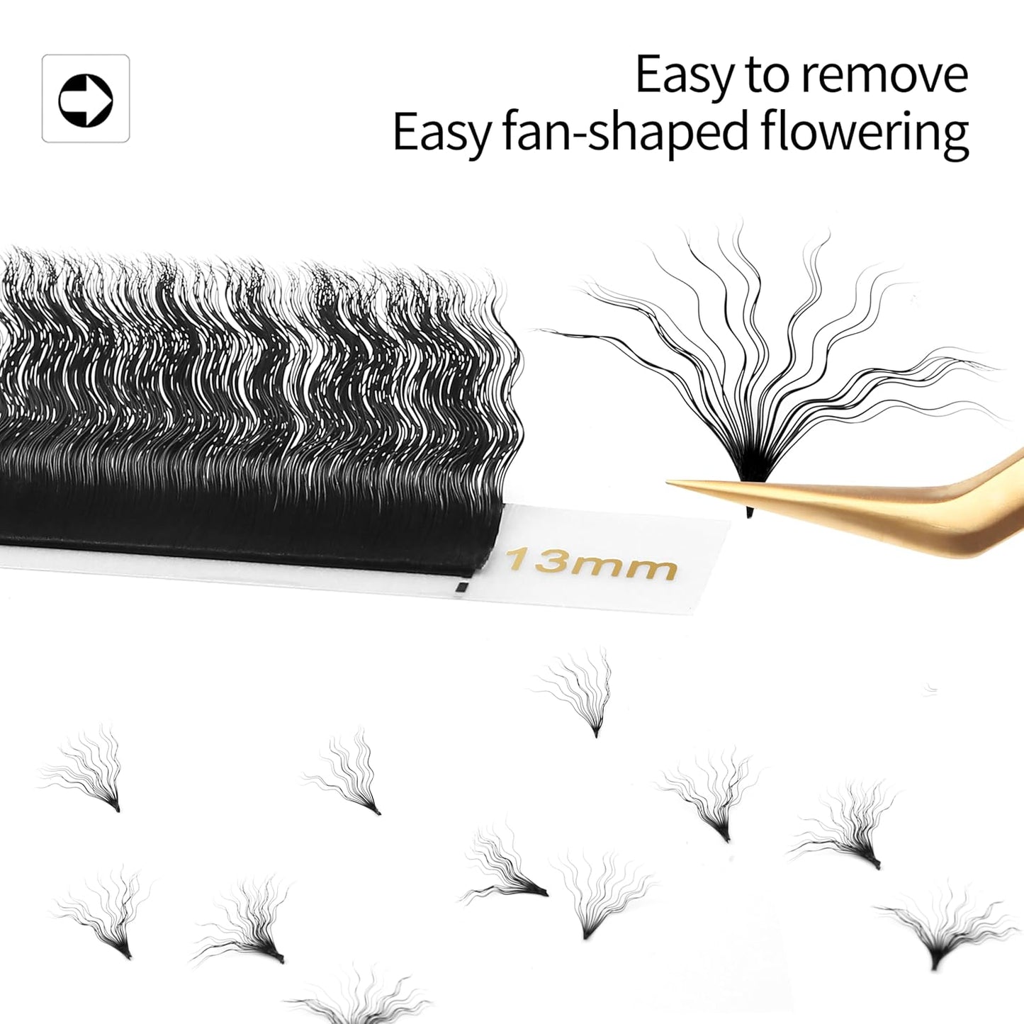 Wool Curly Eyelash Extensions 0.07mm D Curl Mix 8-15mm Easy Fan Lashes Premade Fans Volume Lashes Matte Black Crisscross