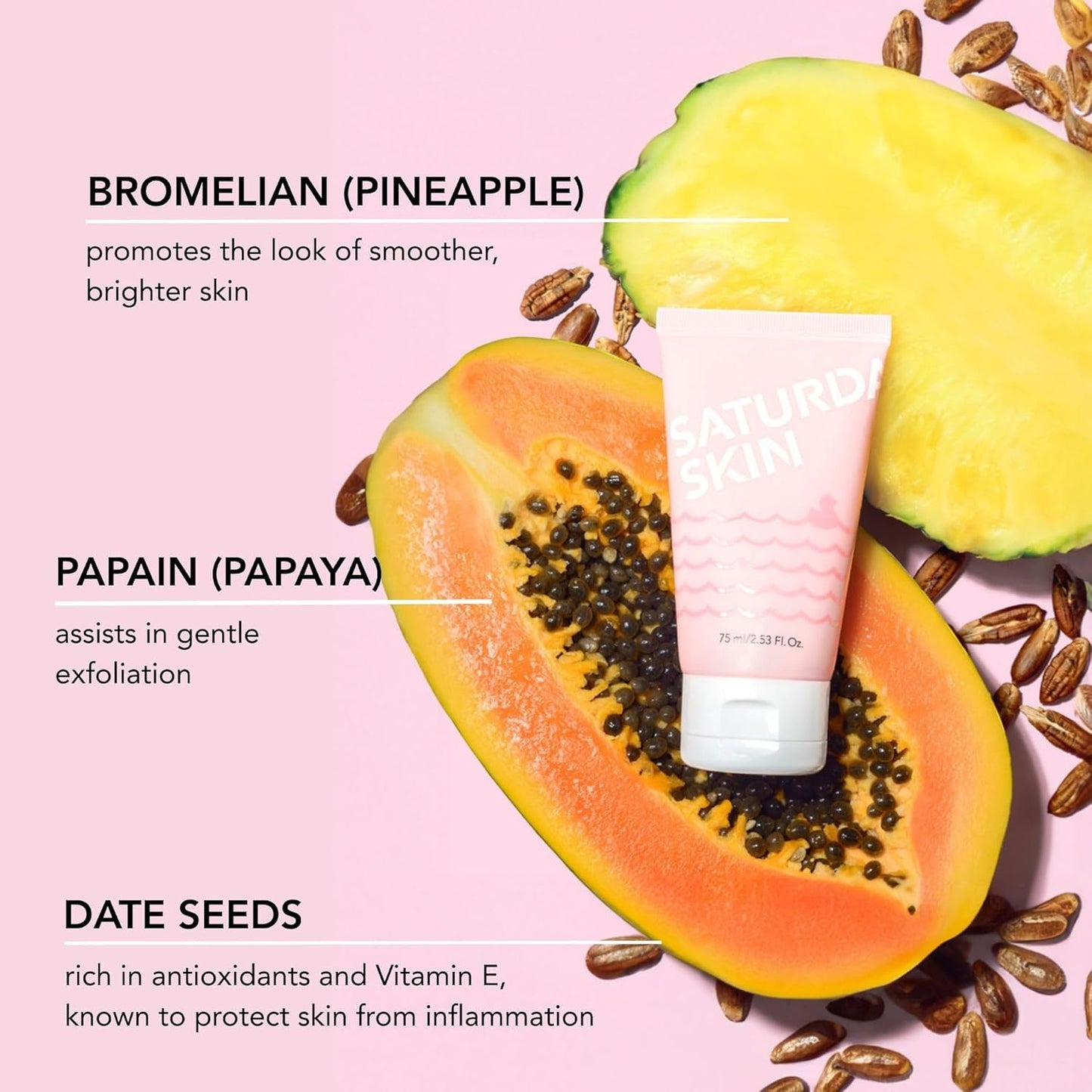 Saturday Skin Rub-A-Dub Refining Peel Gel Facial Cleansing Gels, Facial Polishes Washes with Natural Fruit Enzymes, Gentle Exfoliator Scrub for All Skin Types, Korean Skin Care (2.53 Fl. Oz. (75ml))