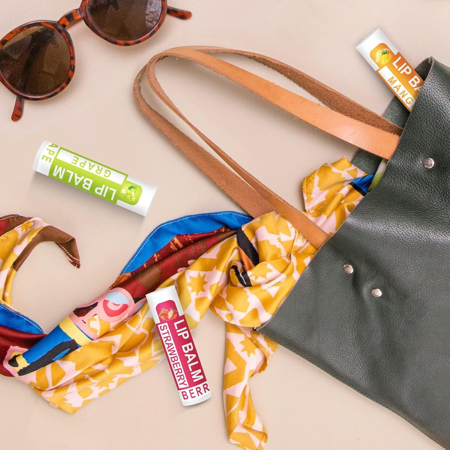 DMSKY Natural Lip Balm Bulk 60 Pack, Moisturizing Lip Balm with Vitamin E and Coconut Oil, Lip Care Product for Chapped Lips-12 Flavors