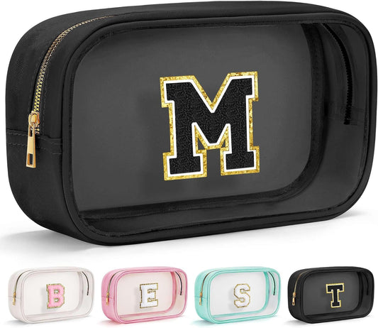 YOOLIFE Birthday Gifts | Initial Birthday Gifts for 3 4 5 6 7 8 9 10 11 12 13 Year Old Girls Clear Makeup Bag Cosmetic Travel Beach Bag Car Organizer Essentials for Women Men | Gifts for Girls Kids M