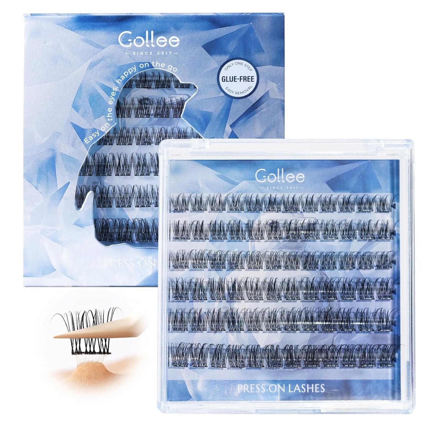 Self Adhesive Eyelash Clusters, 72PCS No Glue Needed Press On Lashes, Natural Look Pre-Glued Cluster Lashes, Ultra-Thin & Lightweight, Easy Apply for Beginners (D Curl, No Residue, Long Lasting)