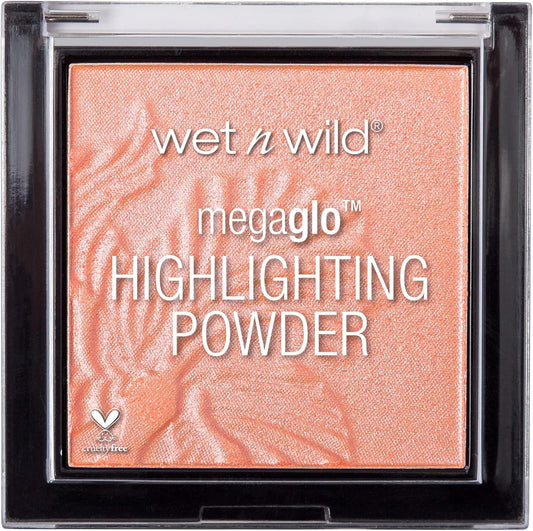 wet n wild MegaGlo Highlighting Powder, Highlighter Makeup, Shimmer Glow, Pink Rose Gold Bloom Time