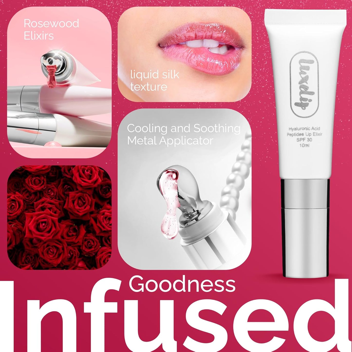 Tinted Lip Balm Elixir for OIder Women, Hydrating Vegan Lip Care with Sheer Color & Moisturizing Glow – Non-Sticky Nourishing, Lip Plumping Treatment for Soft, Smooth Lips (Rosewood 10ml)