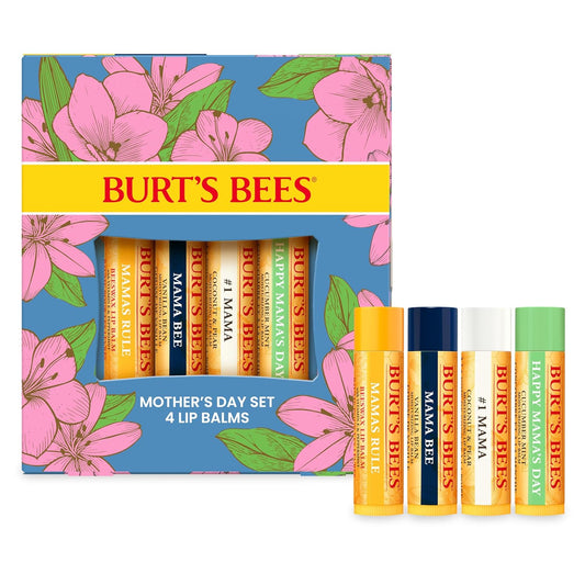 Burt's Bees Gifts Ideas - Balm Bouquet Lip Balm Set, Original Beeswax, Vanilla Bean, Cucumber Mint, Coconut & Pear Pack, Natural Origin Lip Treatment, 4 Tubes, 0.15 oz.
