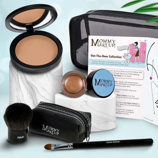 Out The Door Collection | Talc-free 5-piece Mineral Makeup Set | CRAVING (Medium/Dark) - For tan to caramel complexions + GOLDEN CARAMEL - A caramel brown with golden shimmer