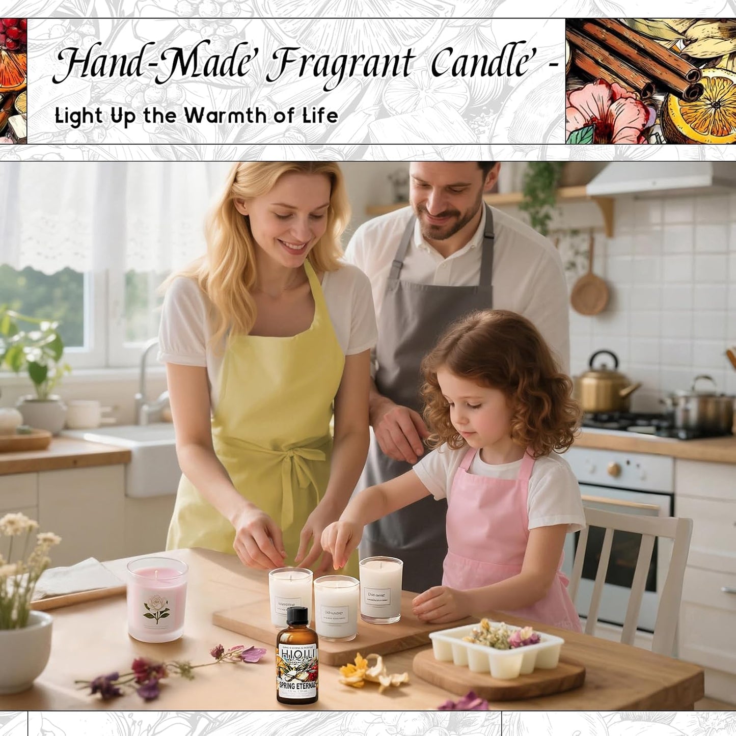 HIQILI Spring Eternal Fragrance Oil for Candle & Soap Making, Inspired by Gtal L.Chevre-feuille, Add to Air Freshener Spray, Essential Oil Diffuser, Honeysuckle - 1 Fl Oz