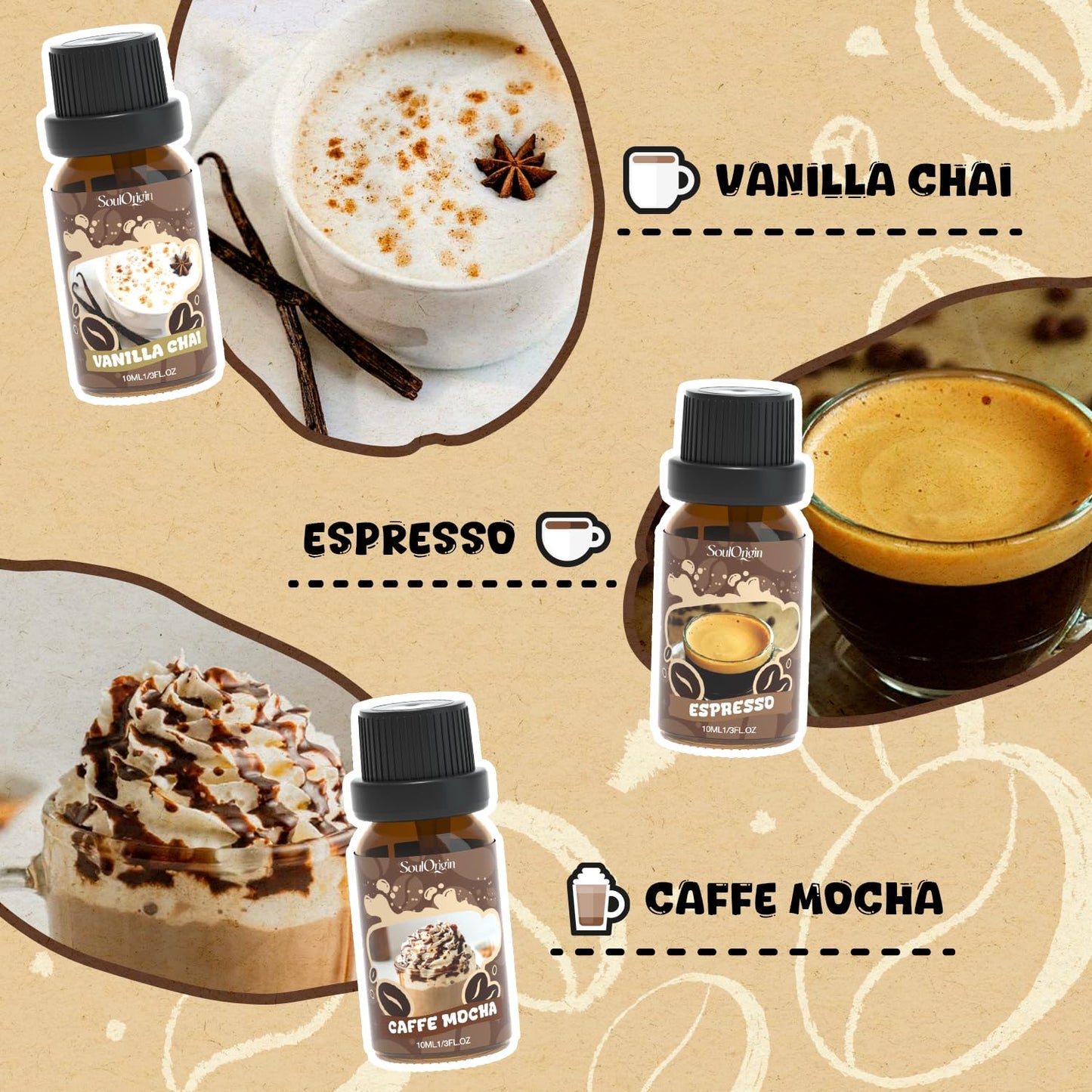 Coffee Fragrance Oils Set, Essential Oil for Diffuser, Diffuser Oil, Use for Soap Candle Making,Caramel Apples, Pumpkin Pie, Candy Corn, Halloween Cookies, Popcorn Balls, Snickers Bars