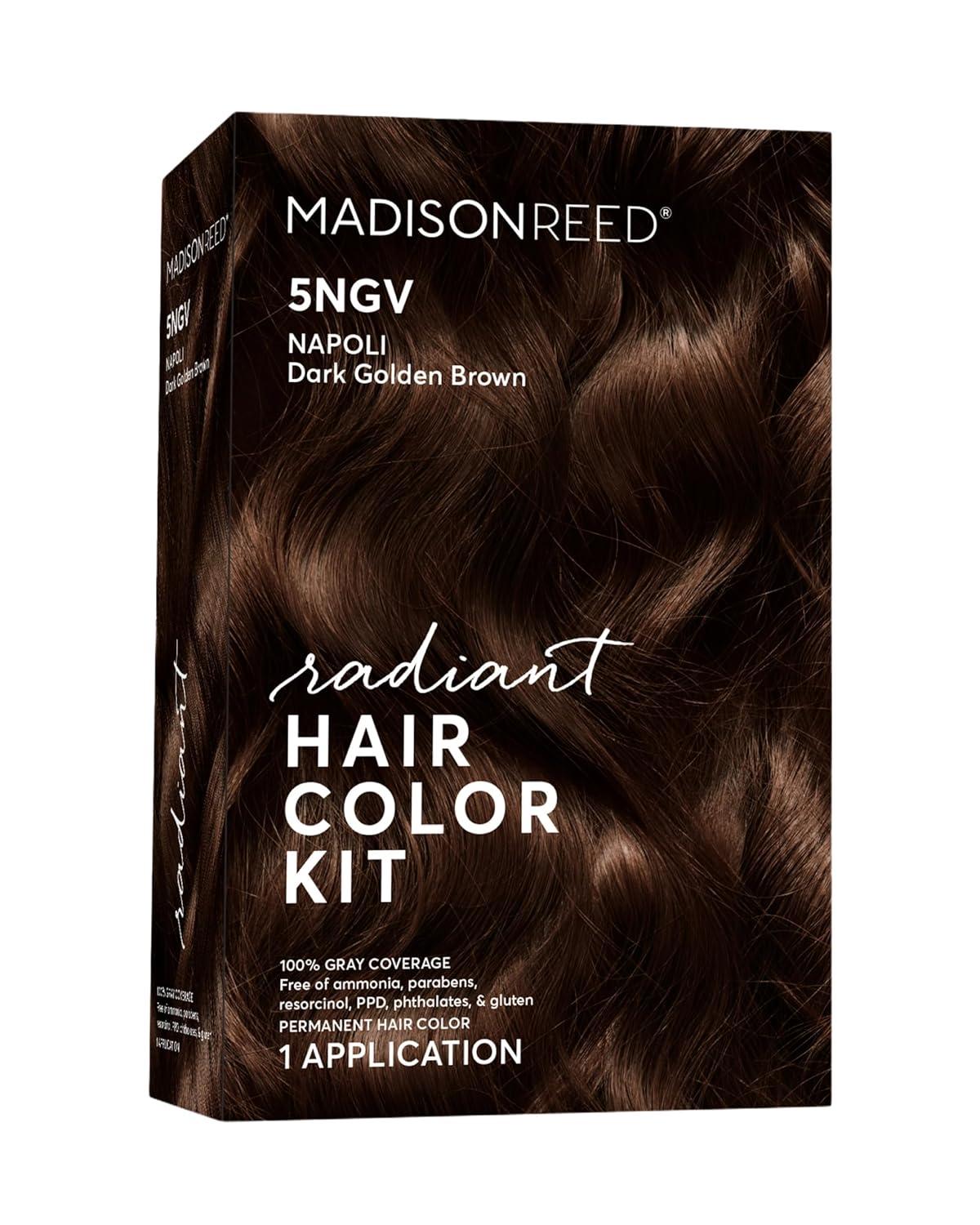 Madison Reed Radiant Hair Color Kit | 5NGV Dark Golden Brown with Warm Tones (Napoli Brown) for 100% Gray Hair Coverage | Dimensional Permanent Hair Dye | PPD-Free & Ammonia-Free | 1 Pack