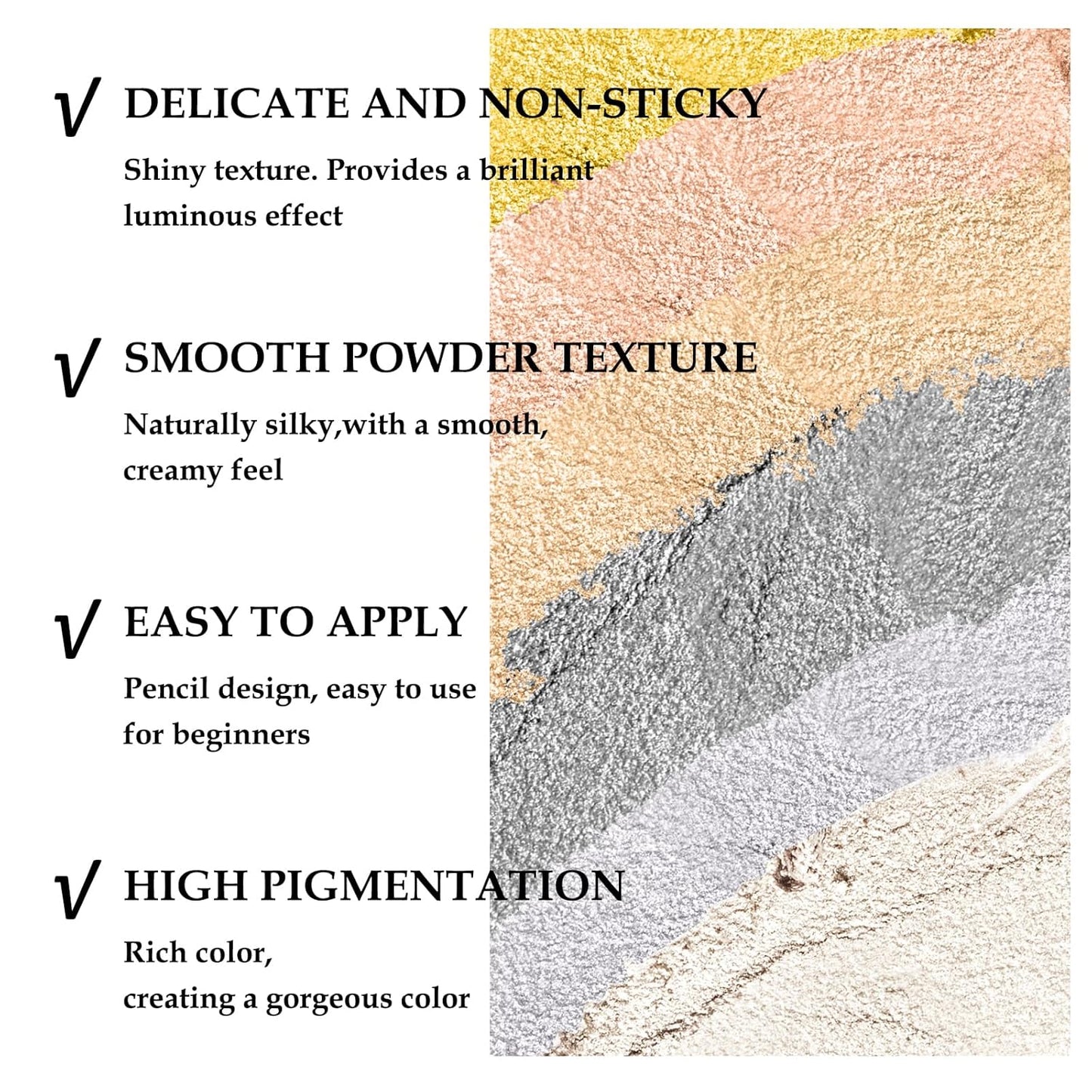 Boobeen 6PCS Cream Eyeshadow Sticks - Waterproof Eyeshadow Pencil Crayons - Eye Brightener Stick Shimmer Pens - Create Glitter Eye Makeup - Easy to Use