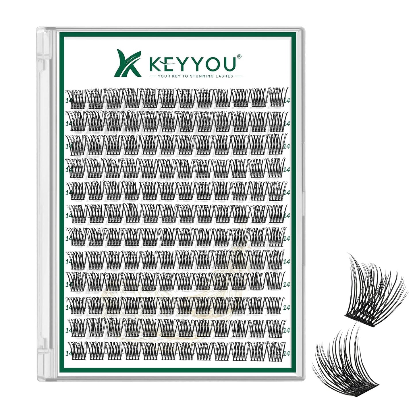 Lash Clusters 144pcs Individual Lashes D Curl 14mm Eyelash Clusters KEYYOU Air Touch Cluster Lashes Super Lightweight Soft Wispy Comfortable Easy DIY at Home(Air02-D-14mm)