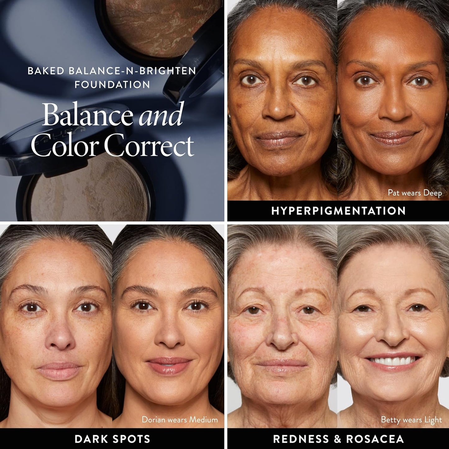 LAURA GELLER NEW YORK Award-Winning Baked Balance-n-Brighten Color Correcting Powder Foundation - Toffee - Buildable Light to Medium Coverage - Demi-Matte Natural Finish