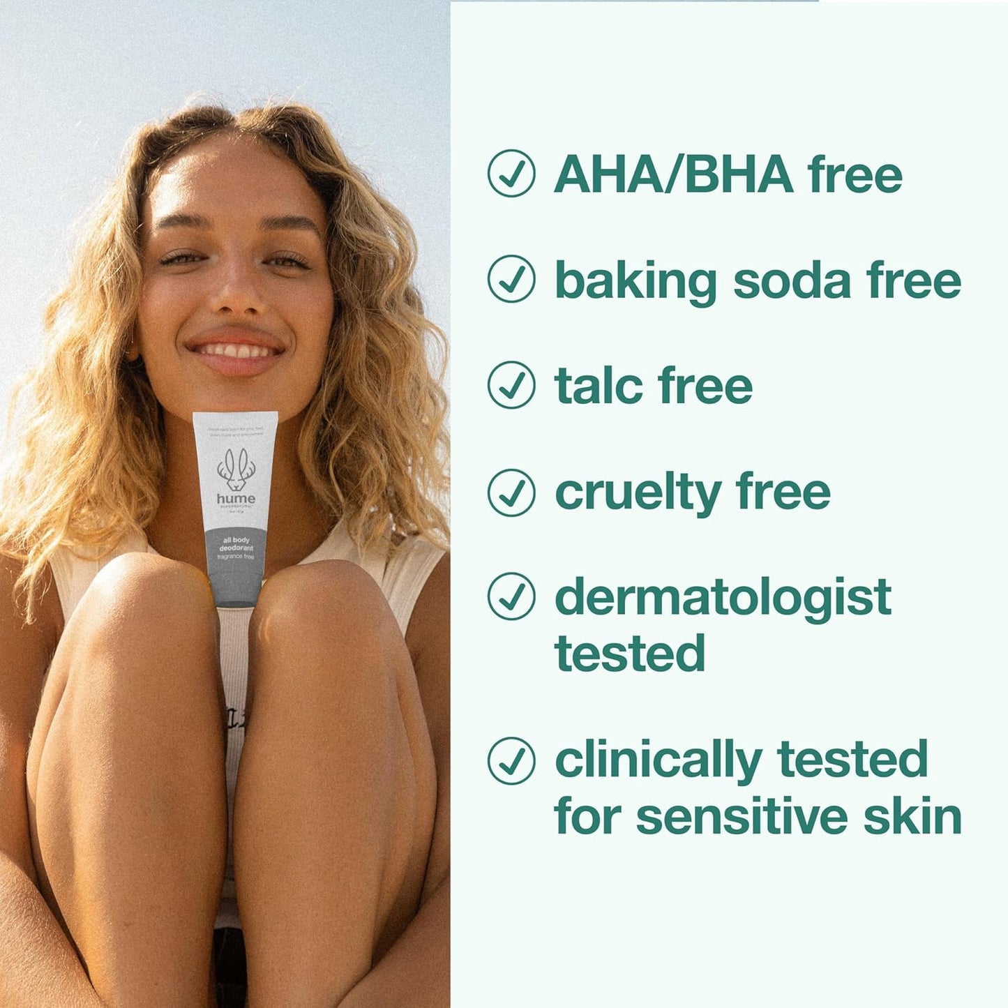 Hume Supernatural Invisible Whole Body Deodorant Balm - Full Body Protection - Aluminum Free, No Baking Soda - Anti-Chafing Odor Control - Clinically Tested on Sensitive Skin (Fragrance Free, 3-Pack)