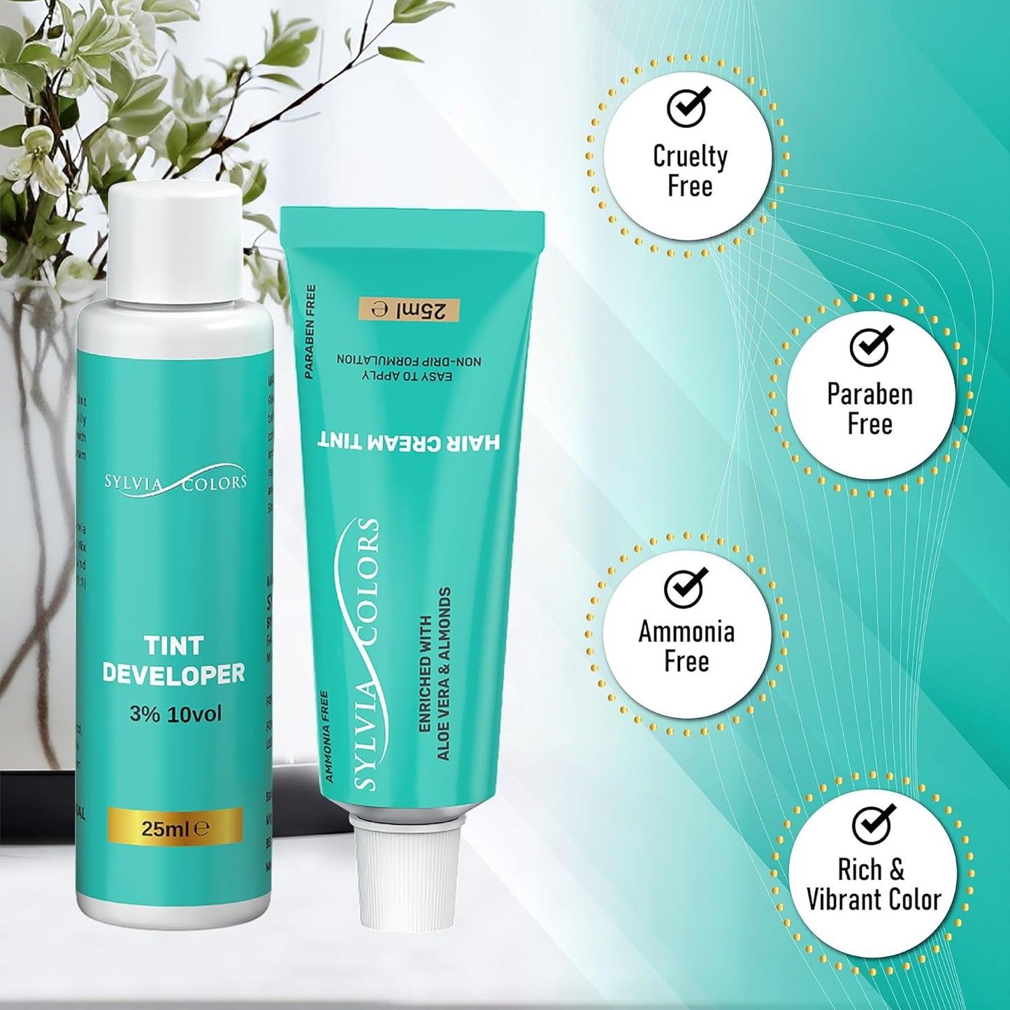 Professional Tint Kit Semi-Permanent 40 Applications Lasts 4-6 Weeks Spot Coloring Set WaterprooF (Dark Brown, 25 ML)