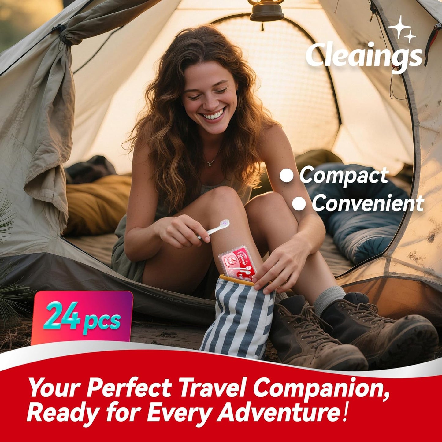 cleaings® Mini Disposable Toothbrush Set with Toothpaste – Travel Essentials, Portable Toothbrush for Women & Men, Camping, Road Trip, Vacation, 24 Count-Mix Flavor（Pack of 1）