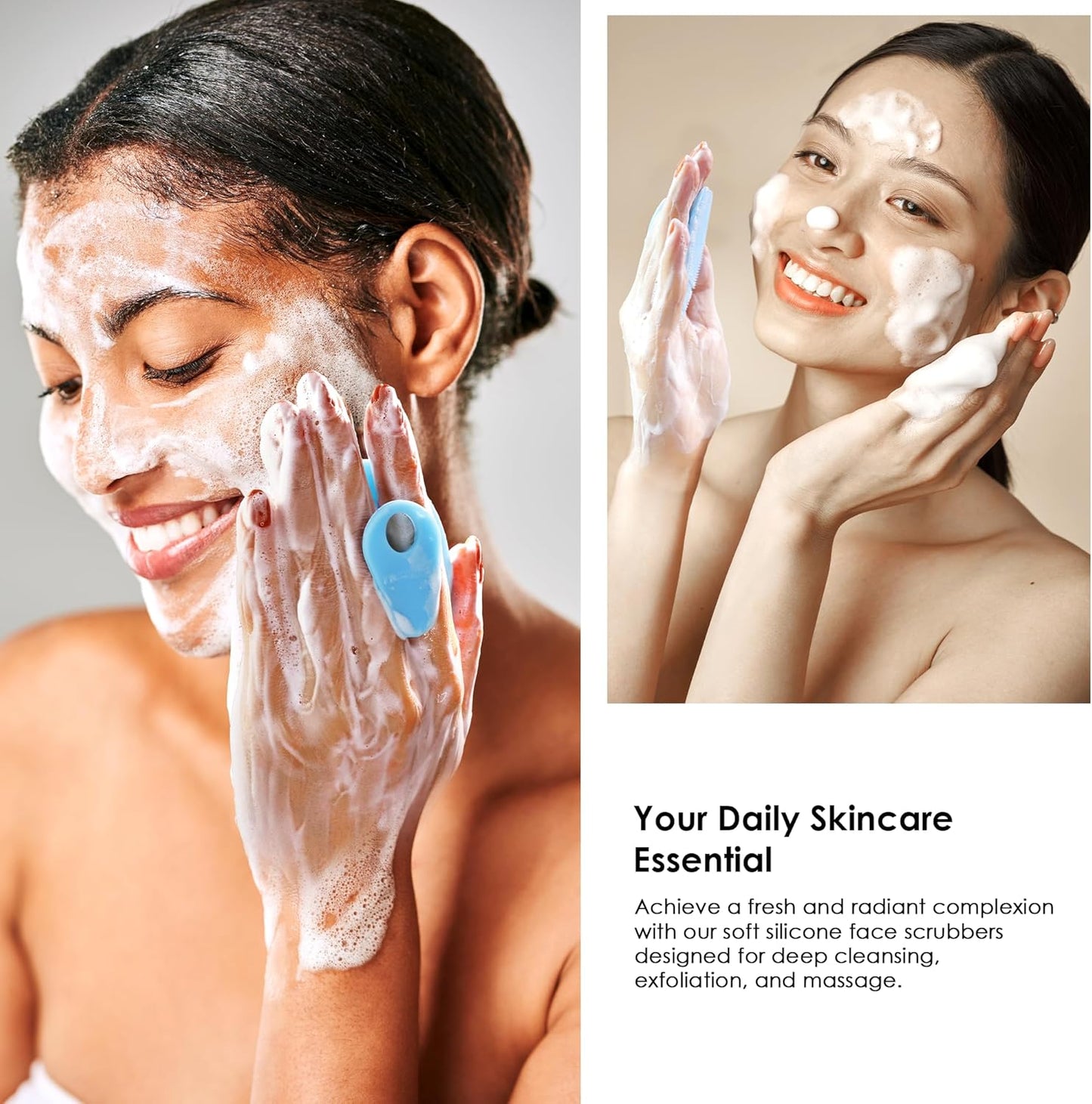 6 Pack INNERNEED Silicone Face Scrubber for Deep Cleansing and Exfoliation – Soft Facial Cleansing Brush, Gentle for All Skin Types, Blackhead & Acne Pore Care