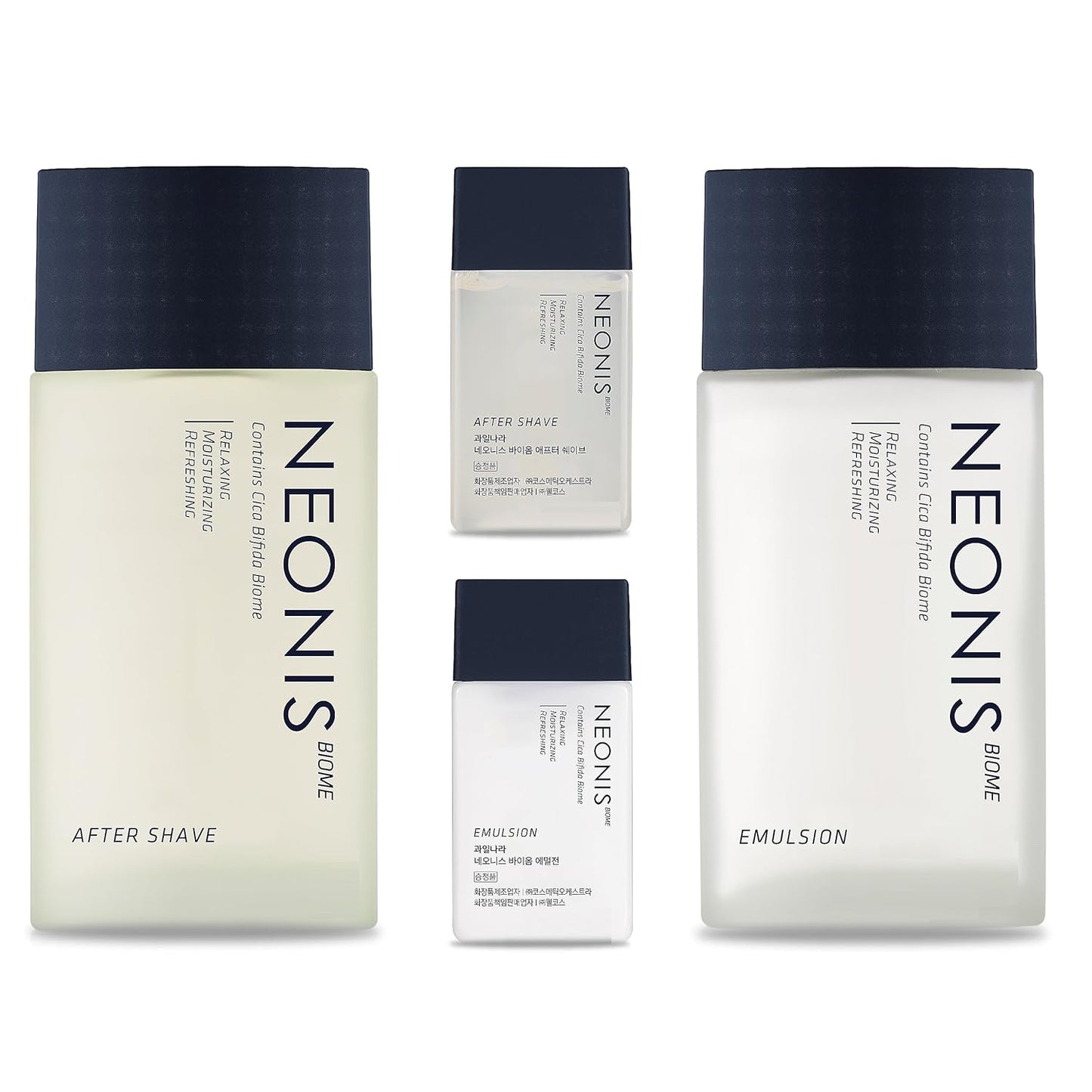 WELCOS Kwailnara NEONIS Aftershave 5.07 Fl oz & Emulsion 5.07 Fl oz with Convenient 1 Fl oz Travel Sizes Each | Gift Set | Korean Men's Skincare