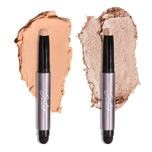 Julep Eyeshadow 101 Crème-to-Powder Waterproof Eyeshadow Stick Duo – Long-Lasting, Crease-Proof, Easy Apply with Built-in Smudger - Desert & Champagne