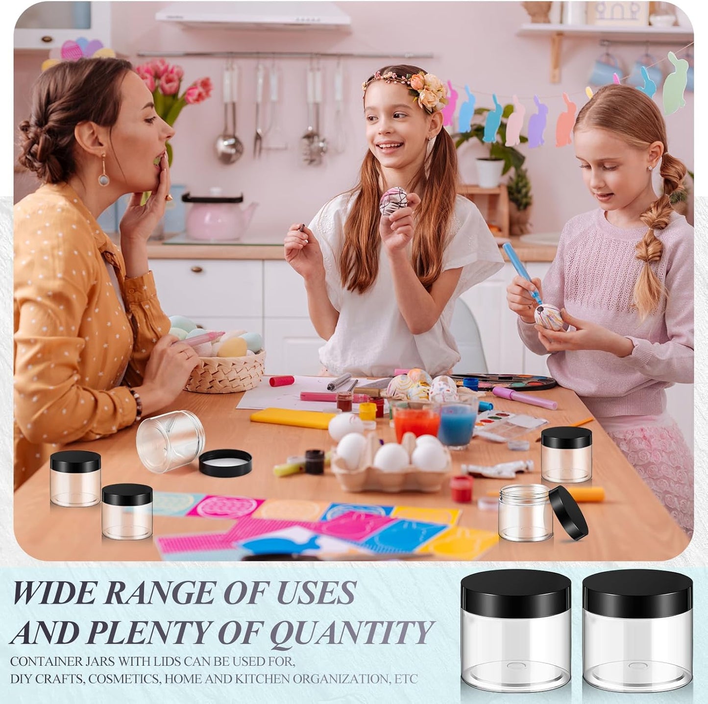 SATINIOR 36 Pieces 1 oz Plastic Jars with Lids Wide Mouth Airtight Reusable Container Acrylic Cosmetic Small Jars for Lotions Ointments Travel Toiletries Creams Make up Storage(Black)