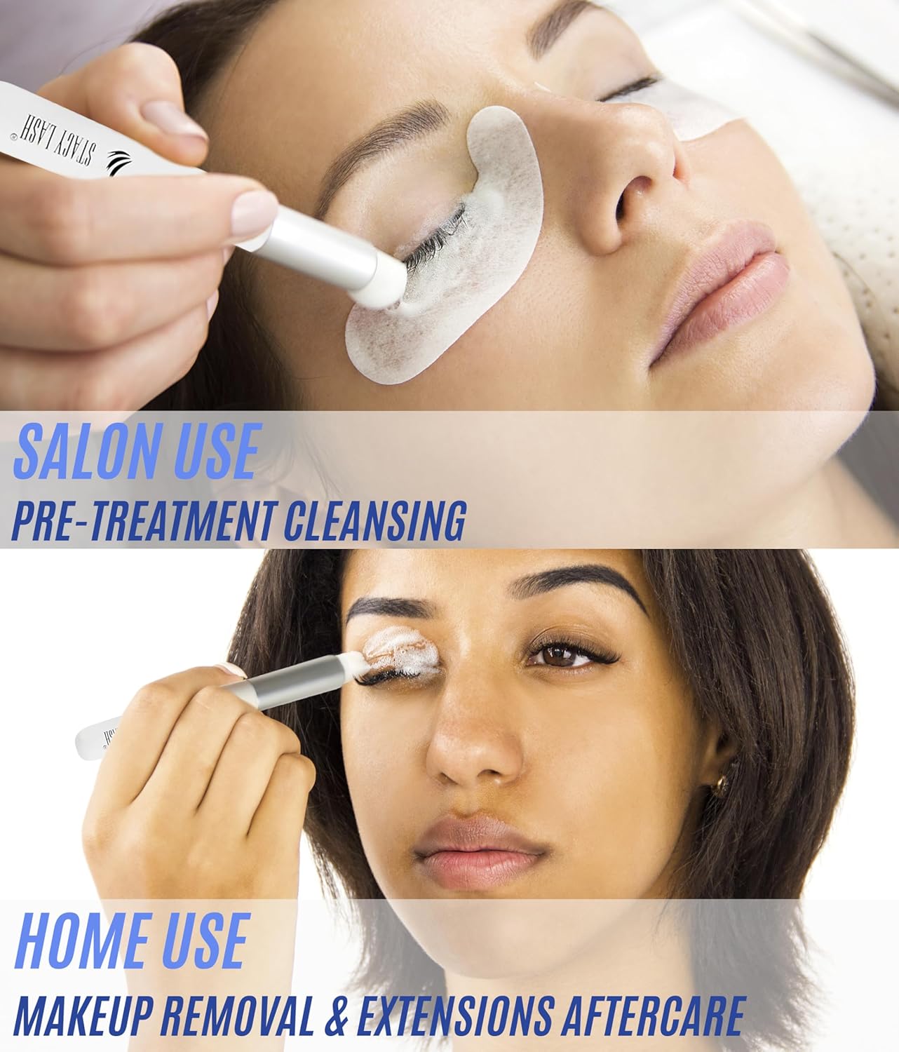 STACY LASH Eyelash Extension Shampoo + Brush / 1.69 fl.oz / 50ml / Eyelid Foaming Cleanser/Wash for Extensions & Natural Lashes/Safe Makeup Remover/Supplies for Professional & Home Use