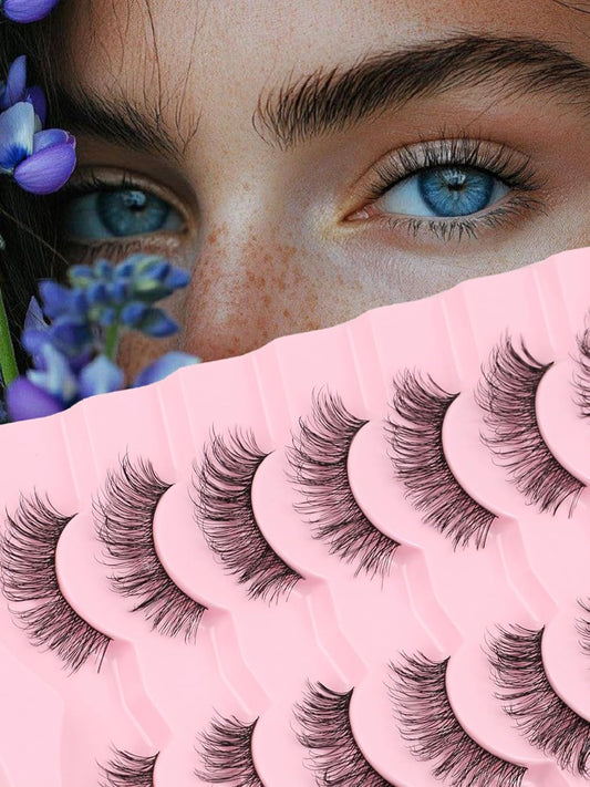 Natural Lashes Fake Eyelashes Pack C Curl Strip Lash 7 Pair Siligli